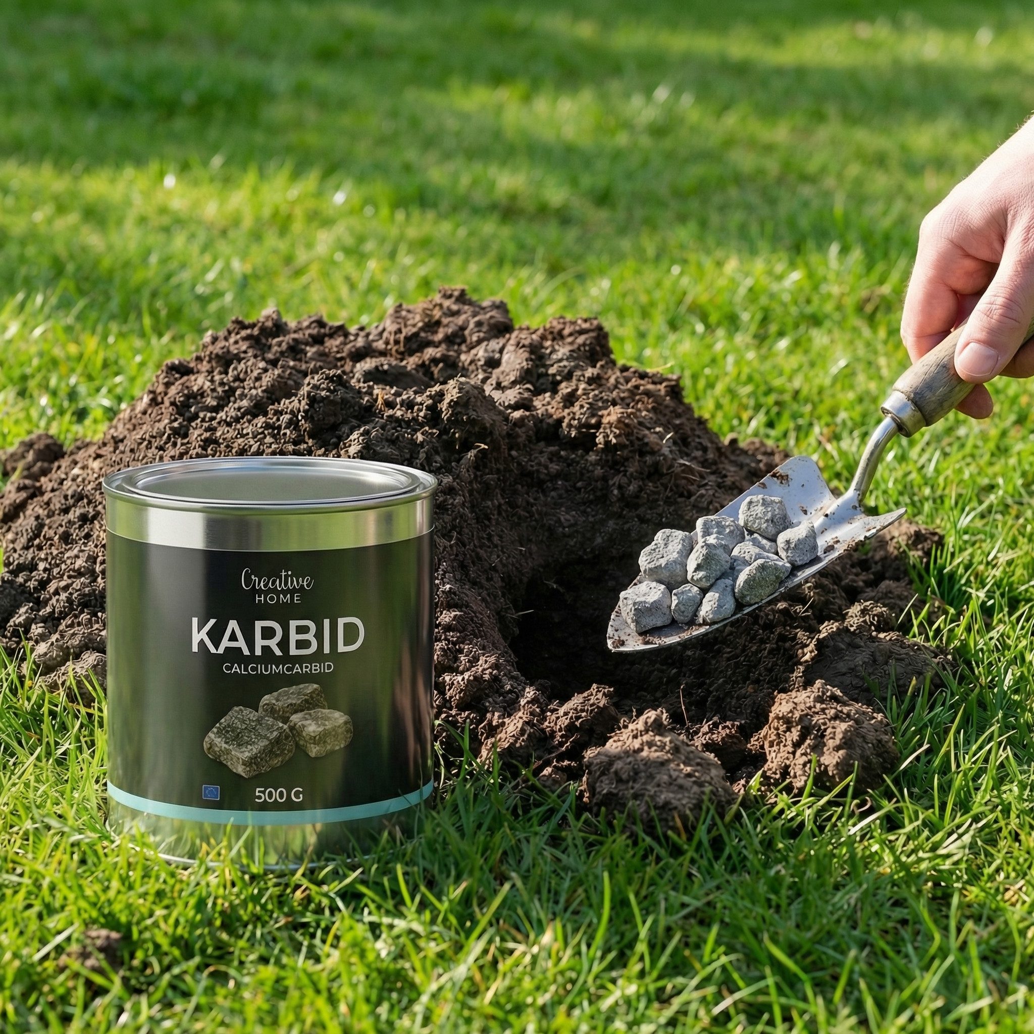 Creative Home Vergrämungsmittel Karbid, Reines Calciumcarbid, Carbid für Verwendung, 500 g, Krönung 15-25 mm