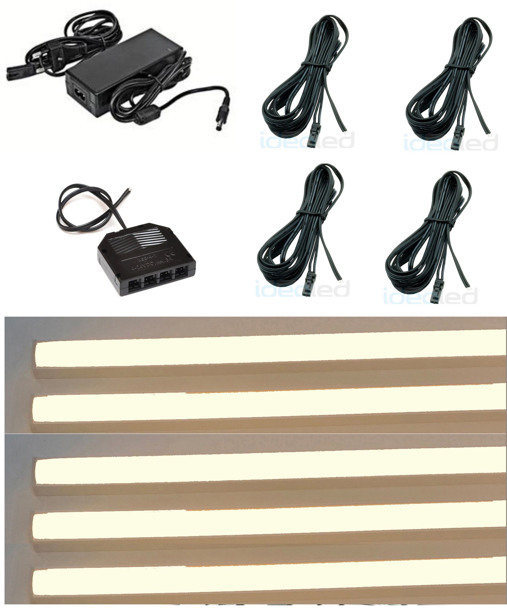 XENON LED Dekolicht 3326 LED Regal Beleuchtung 5x,75cm inkl. Netzteil Lichtfarbe WarmWeiß, Xenon / Warm Weiß