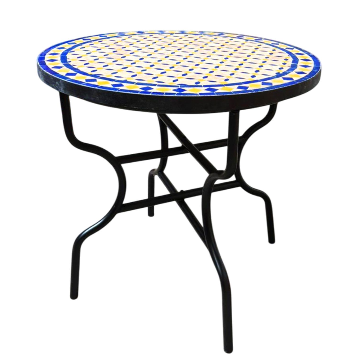Marrakesch Orient & Mediterran Interior Gartentisch Marokkanischer Mosaiktisch Giralda 80cm, Handarbeit, Handarbeit