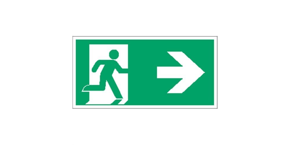 Thumbnail - König Werbeanlagen Hinweisschild Rettungsweg/Notausgang rechts (transparent), Symbolschild, ISO 7010