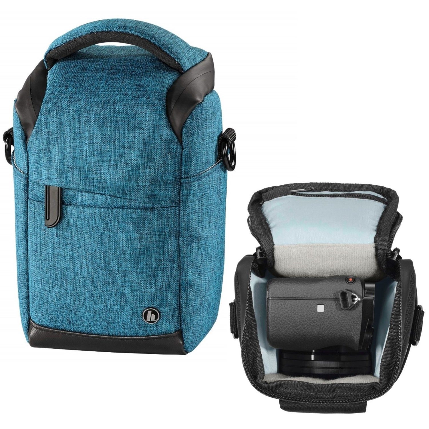 Hama Kameratasche Kamera-Tasche Blau Foto-Tasche Universal, Case Schultergurt Tragegriff Zubehör-Fächer Digitalkamera Systemkamera