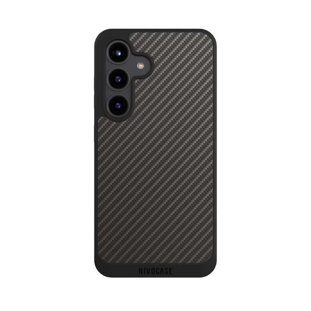 NIVOCASE Handyhülle Metallic Look Muster Carbon Carbon, Samsung Galaxy S24 Handyhülle Hülle NIVOpure Case Schwarz