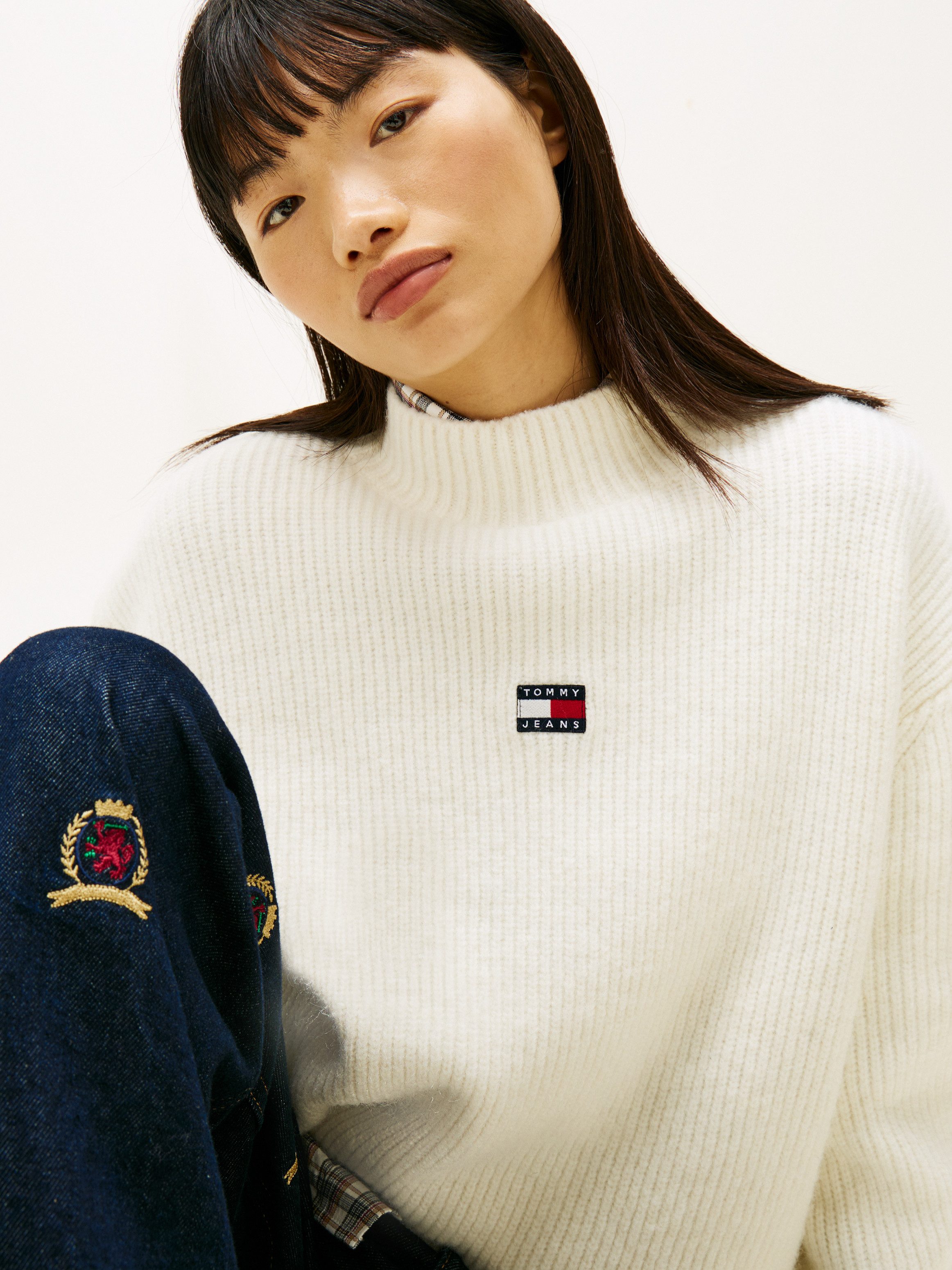 Tommy Jeans Strickpullover TJW MOCKNECK BADGE SWEATER EXT