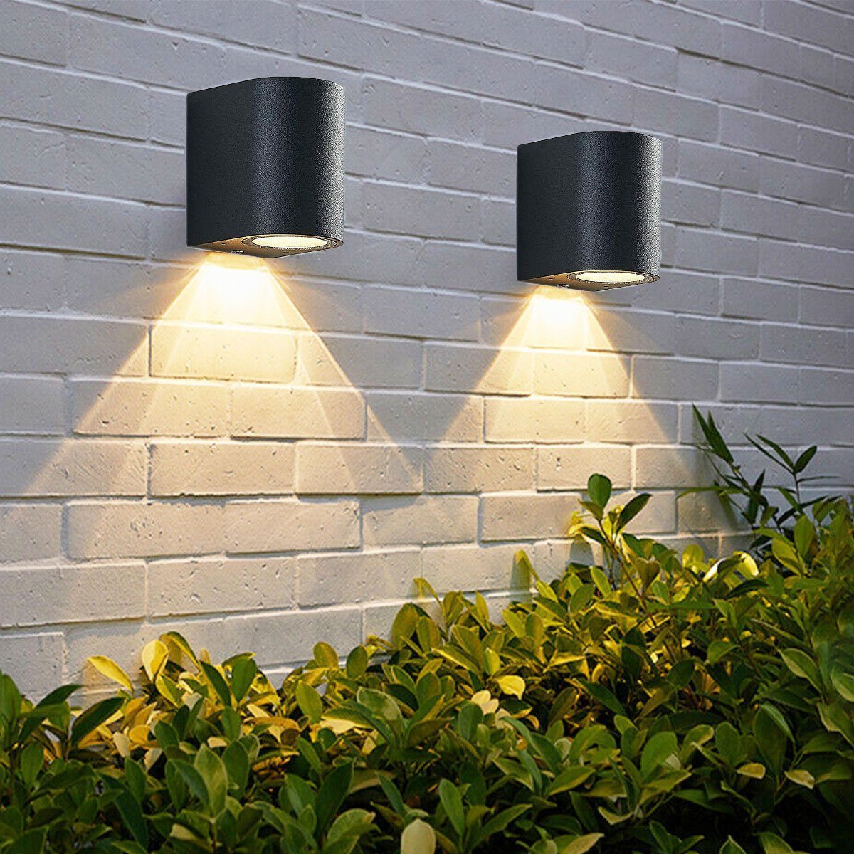 Wandleuchte Moderne Schwarz Zylinder Strahler oyajia Außenleuchte Fassadenbeleuchtung Bad LED 230V, Warmweiß, 2x inkl. Wandspot LED Lampe Wandleuchte GU10 wechselbar, IP54, Aussenwandleuchte Glühbirne LED