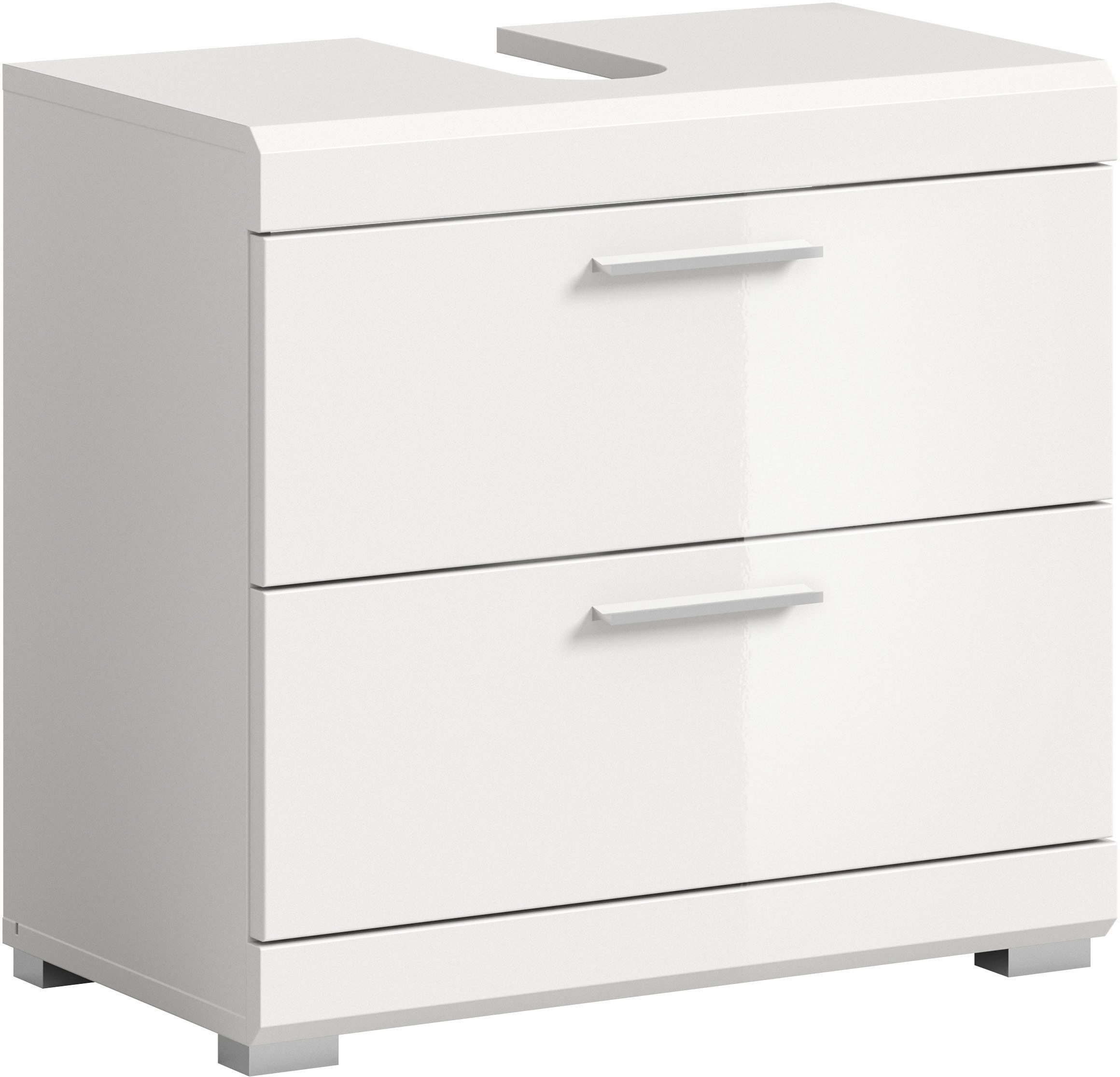 welltime Waschbeckenunterschrank SIENA, Breite 60cm, mit 2 Türen oder 2 Schubkästen, MDF-Front (1-St., TOPSELLER!, mit Siphonausschnitt 10x25 cm) in verschiedenen Farben erhältlich, Badmöbel, Badschrank, Kommode, Bad