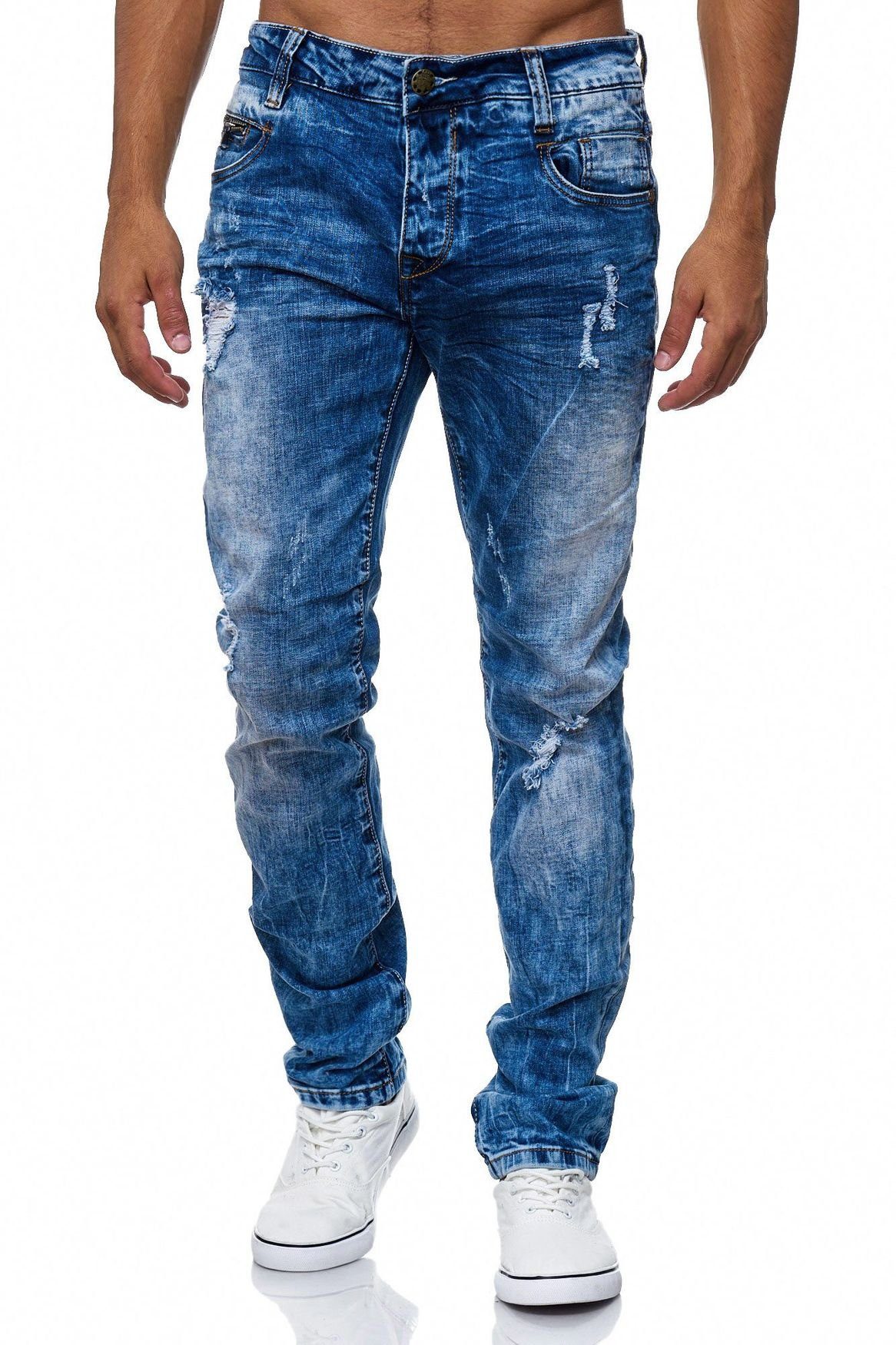 Jeansnet Slim-fit-Jeans »1982« Herren Jeans Destroyed Ripped Zerrissen