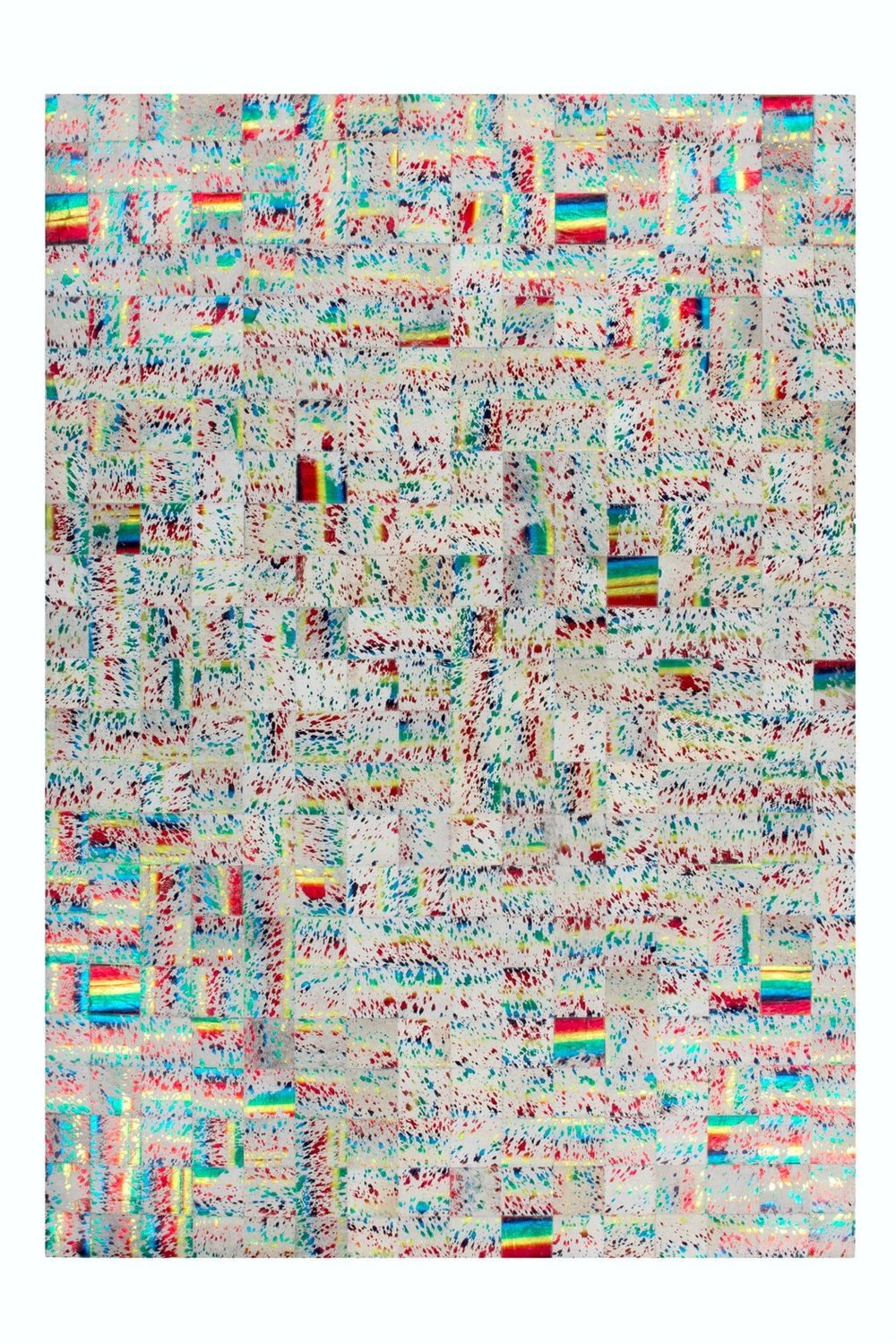 Teppich Boss Teppich Flachgewebe Teppich Rasmus 310 in Elfenbein Multicolor, rechteckig, Höhe: 8 mm, Aus Leder, in Handarbeit gefertigt und jedes Stück ein Unikat