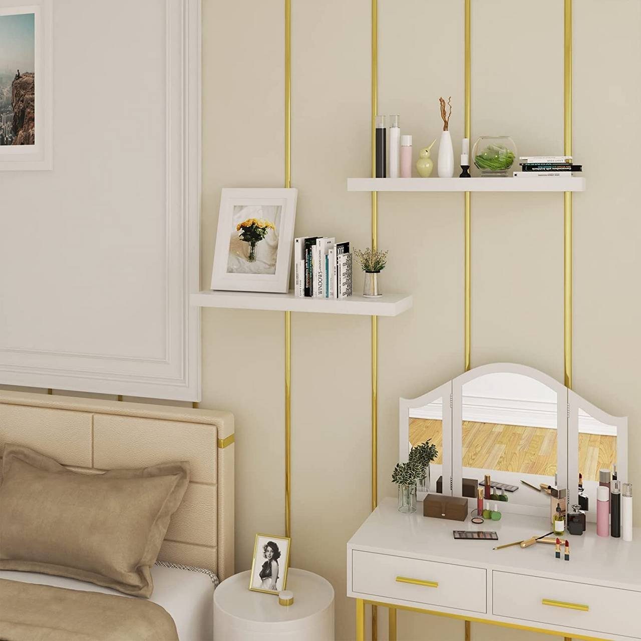 Woltu Wandregal, 1-tlg., Volato freischwebend Schweberegal Holz Board Weiß