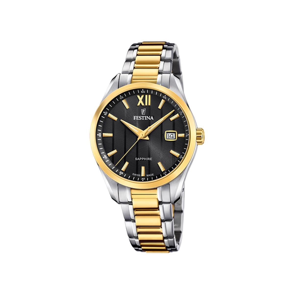 Quarzuhr Festina Uhr für Damen Swiss Made F20027/4 Edelstahl, vergoldet