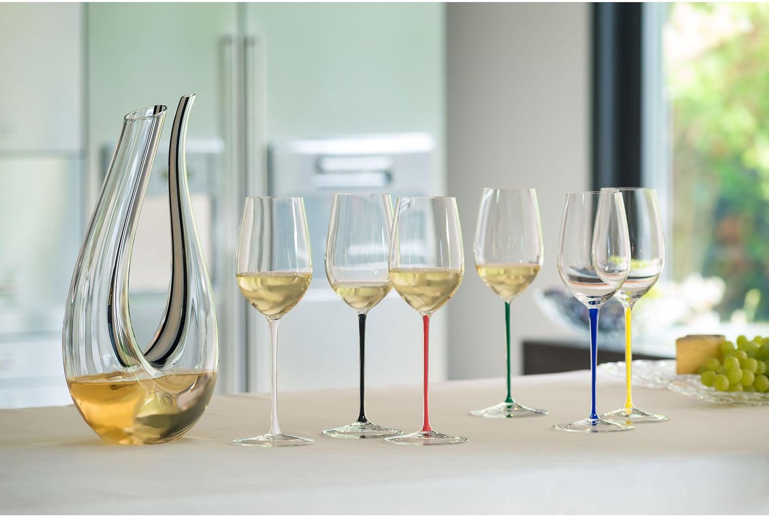 Dekomiro Sektglas Riedel Geschenkset Fatto a Mano Champagner, Kristallglas, farbige Stiele