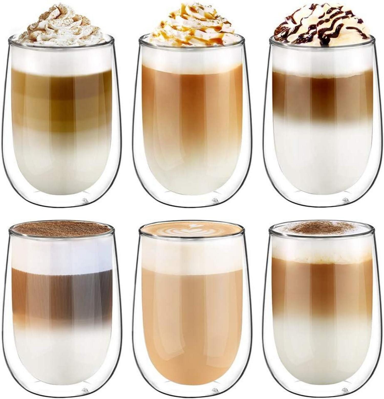 Latte-Macchiato-Glas Doppelwandige Latte Macchiato Gläser Set Borosilikatglas Kaffeetassen