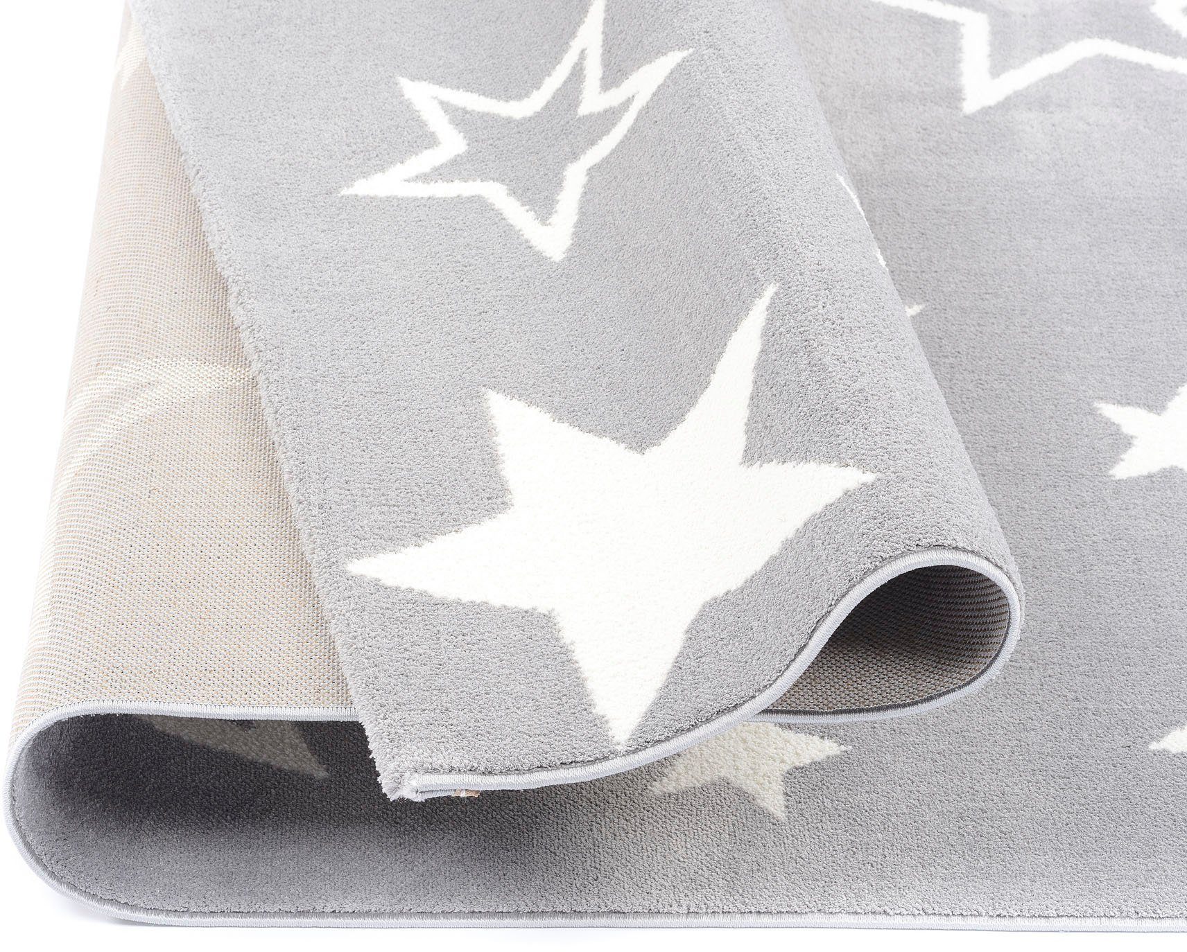 OCI DIE TEPPICHMARKE Kinderteppich KIDDY STAR, rechteckig, Höhe: 11 mm, robuster Kurzflor, Stern, gemustert