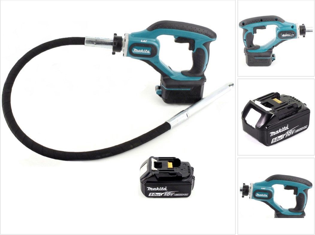 Makita Betonmischer DVR 450 T1 Akku Betonverdichter 18V + 1x Akku 5,0 Ah - ohne Ladegerät