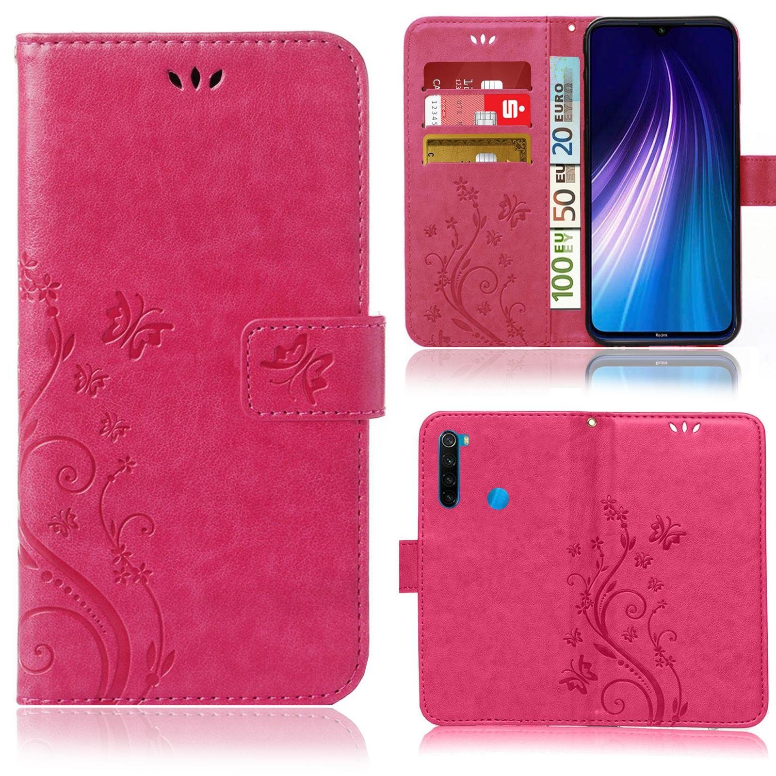 Numerva Handyhülle Bookstyle Flower für Xiaomi Redmi Note 8T, Handy Tasche Schutzhülle Klapphülle Flip Cover mit Blumenmuster