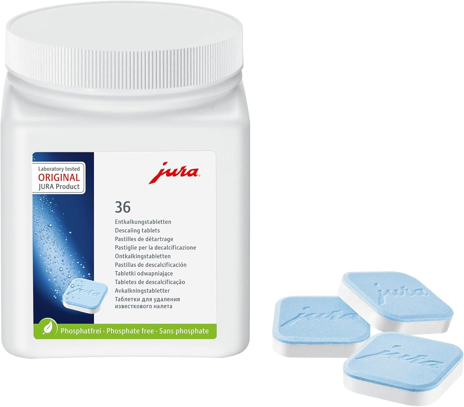 JURA Entkalkungstabletten (für Kaffeevollautomaten, Doseninhalt 36 Tabletten)