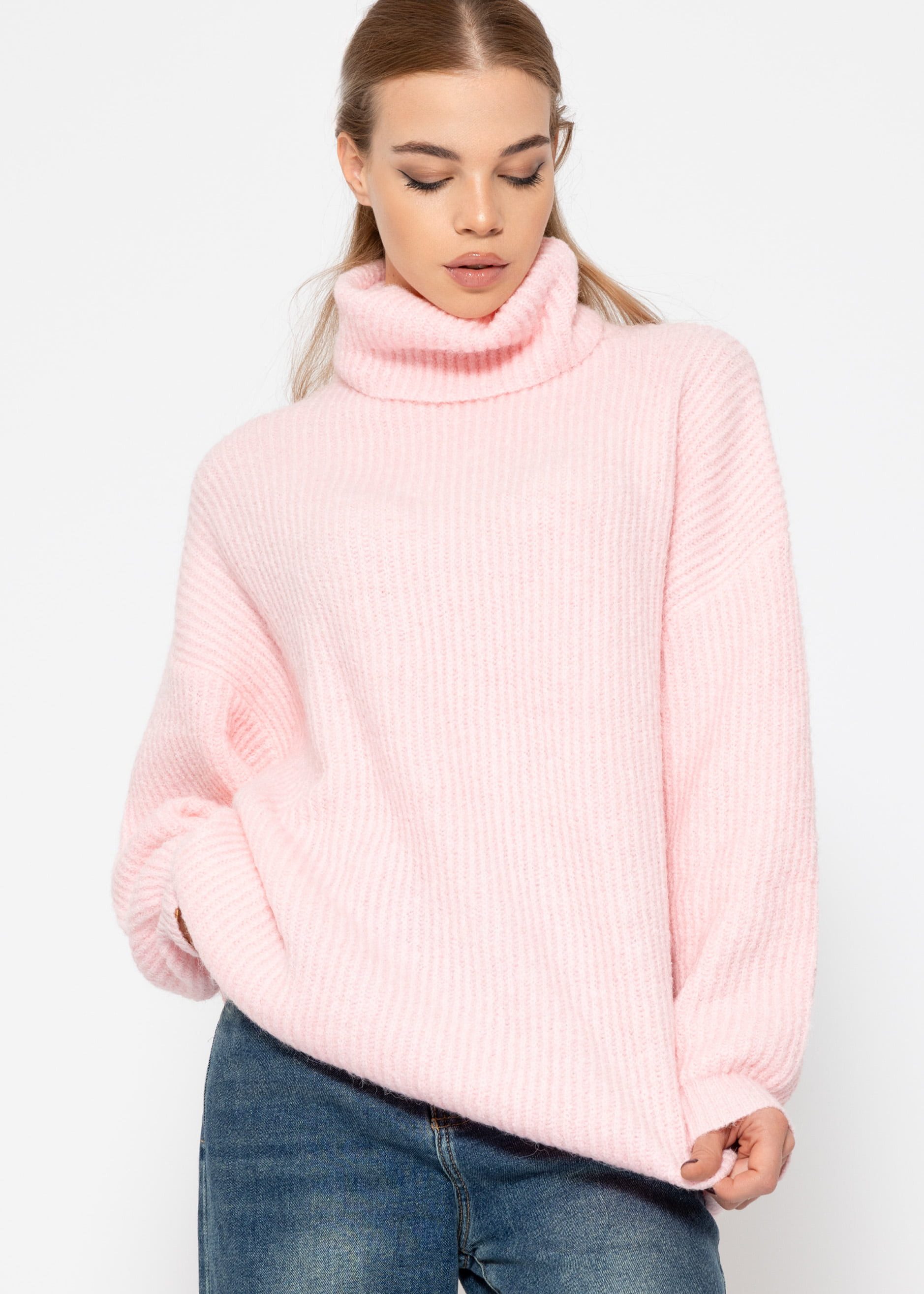 Strickpullover Oversize Rollkragenpullover Damen