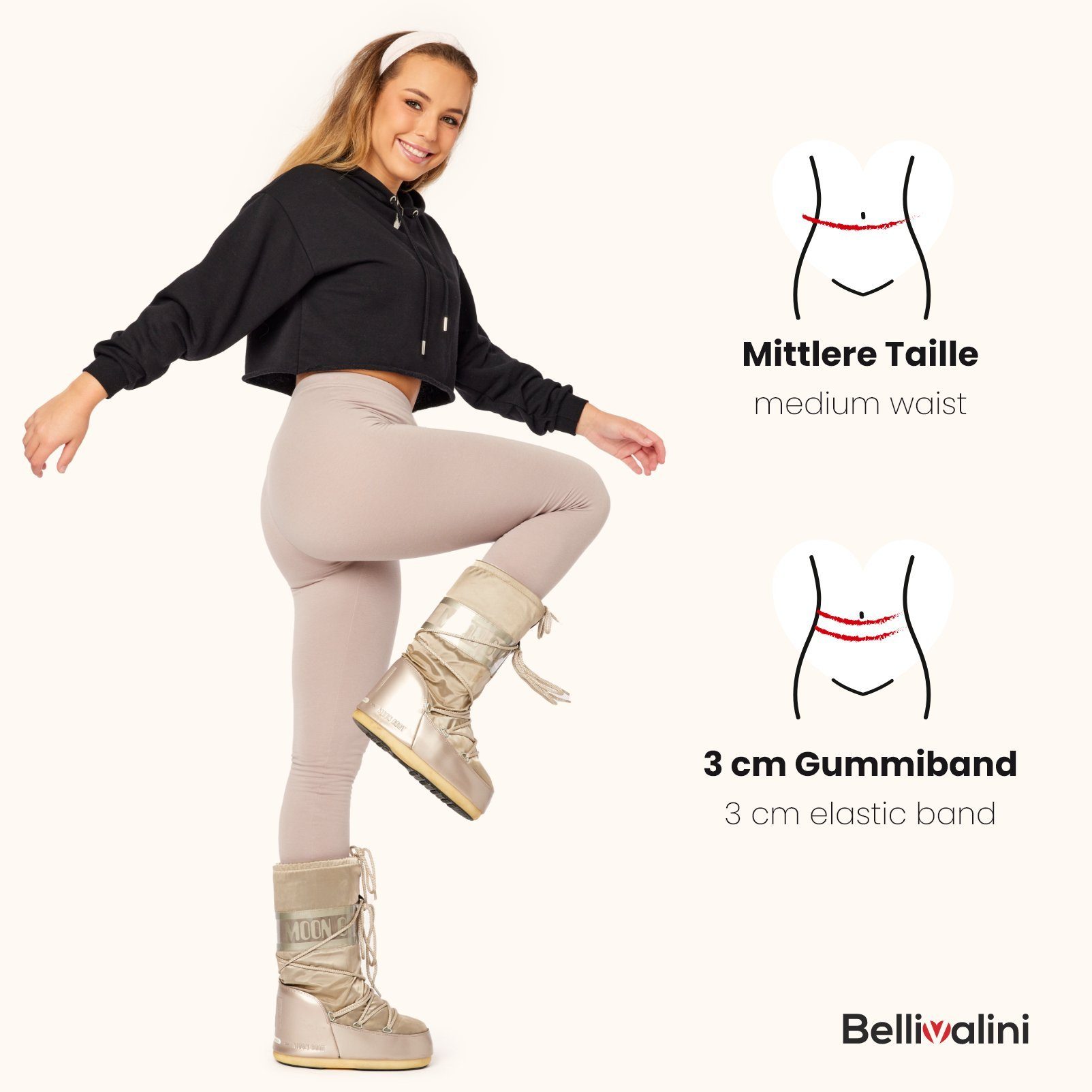 Bellivalini Leggings Damen Warme Thermoleggings BLV50-321 (1-tlg) Gefüttert, mit Fußsteg