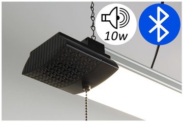 ONDIS24 LED Arbeitsleuchte Hängelampe mit Bluetooth und Lautsprecher 10 Watt 5000 Lumen, Werkstattlampe inkl. Stecker und Kette 118cm breit mit Aluminiumrahmen