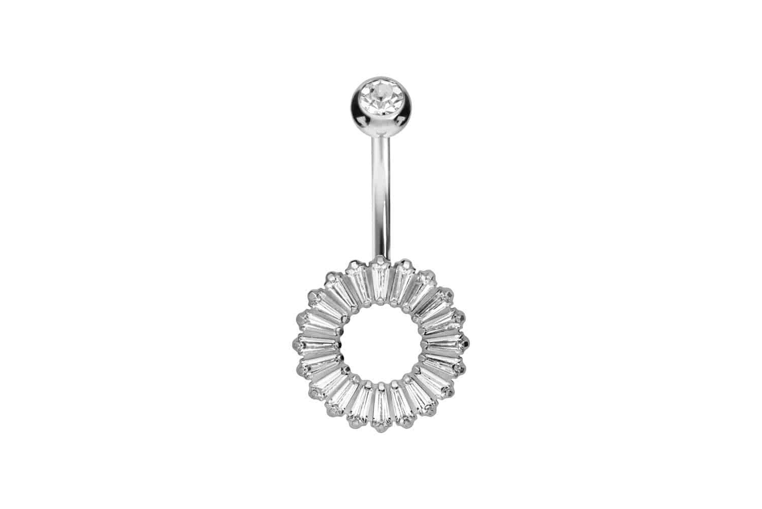 Bauchnabelpiercing Titan Bananabell mit Innengewinde KRISTALLKREIS