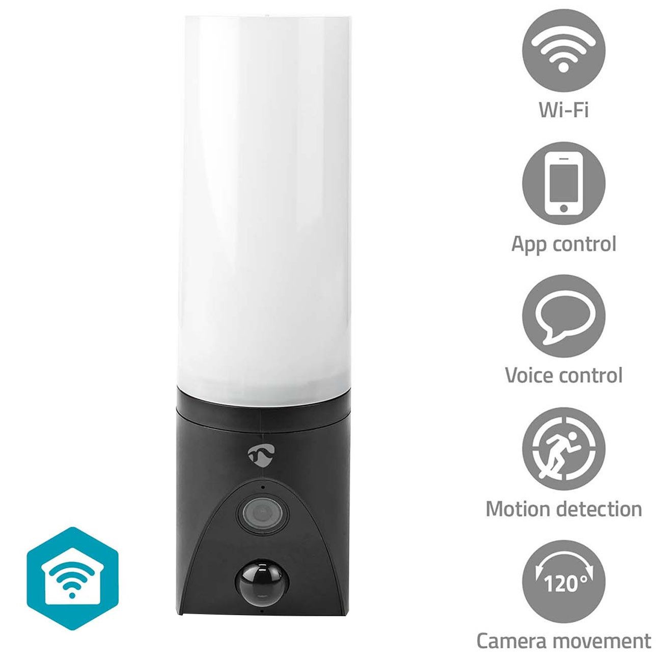 Nedis Überwachungskamera Full HD WLAN Außenkamera Wandleuchte, PIR, 1000Lm, IP65, SmartLife (WLAN Außenkamera mit dimmbarer 1000lm Wandleuchte, PIR & Alexa/Goog – Bild 4 von 5
