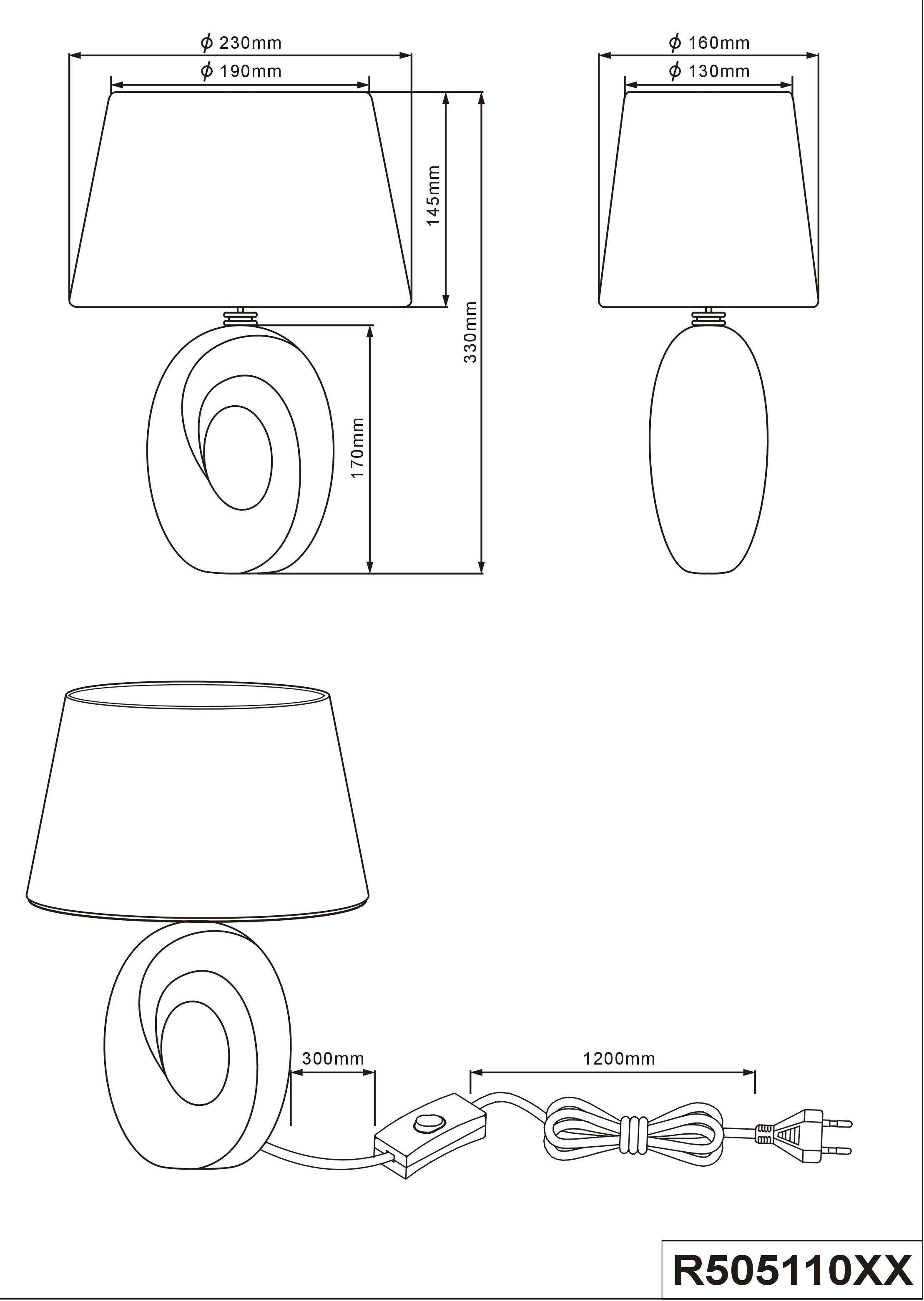 TRIO Leuchten Schreibtischlampe Taba, in golfarbig, Nachttischlampe, Leuchtmittel, Stoffschirm Tischlampe ohne schwarz/gold