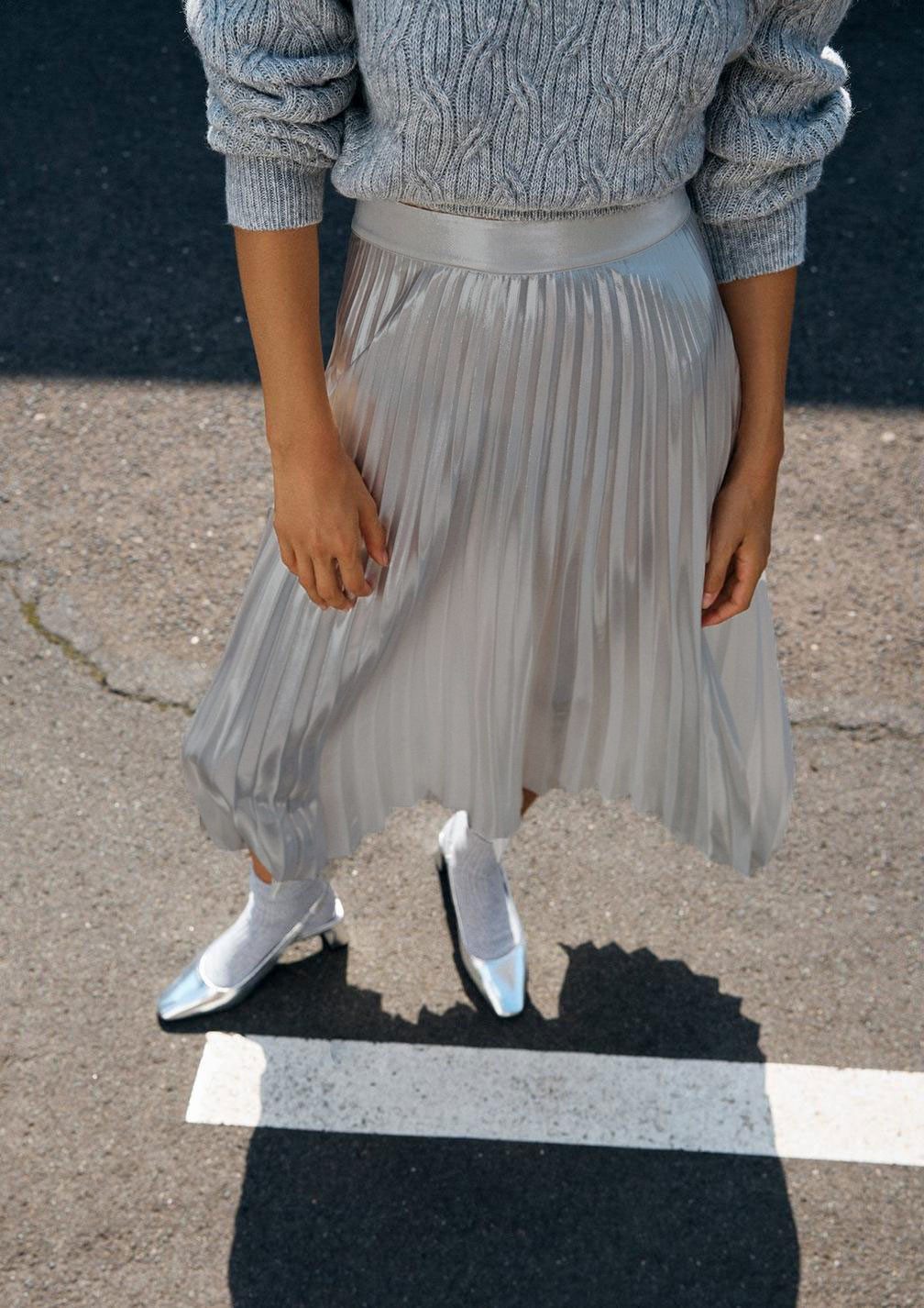 comma Plisseerock Glamour (1-tlg) mit Metallic-Effekt, silber günstig online kaufen