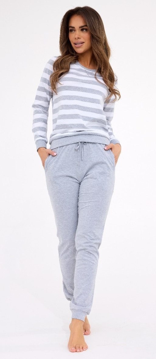Cornette Pyjama mit Streifenshirt und langer Hose