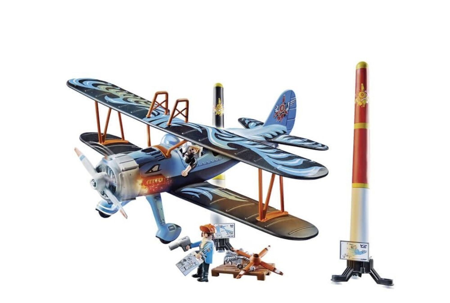 Playmobil® Stuntshow Doppeldecker Phönix Konstruktions-Spielset, (Doppeldecker Phönix), Made in Europe