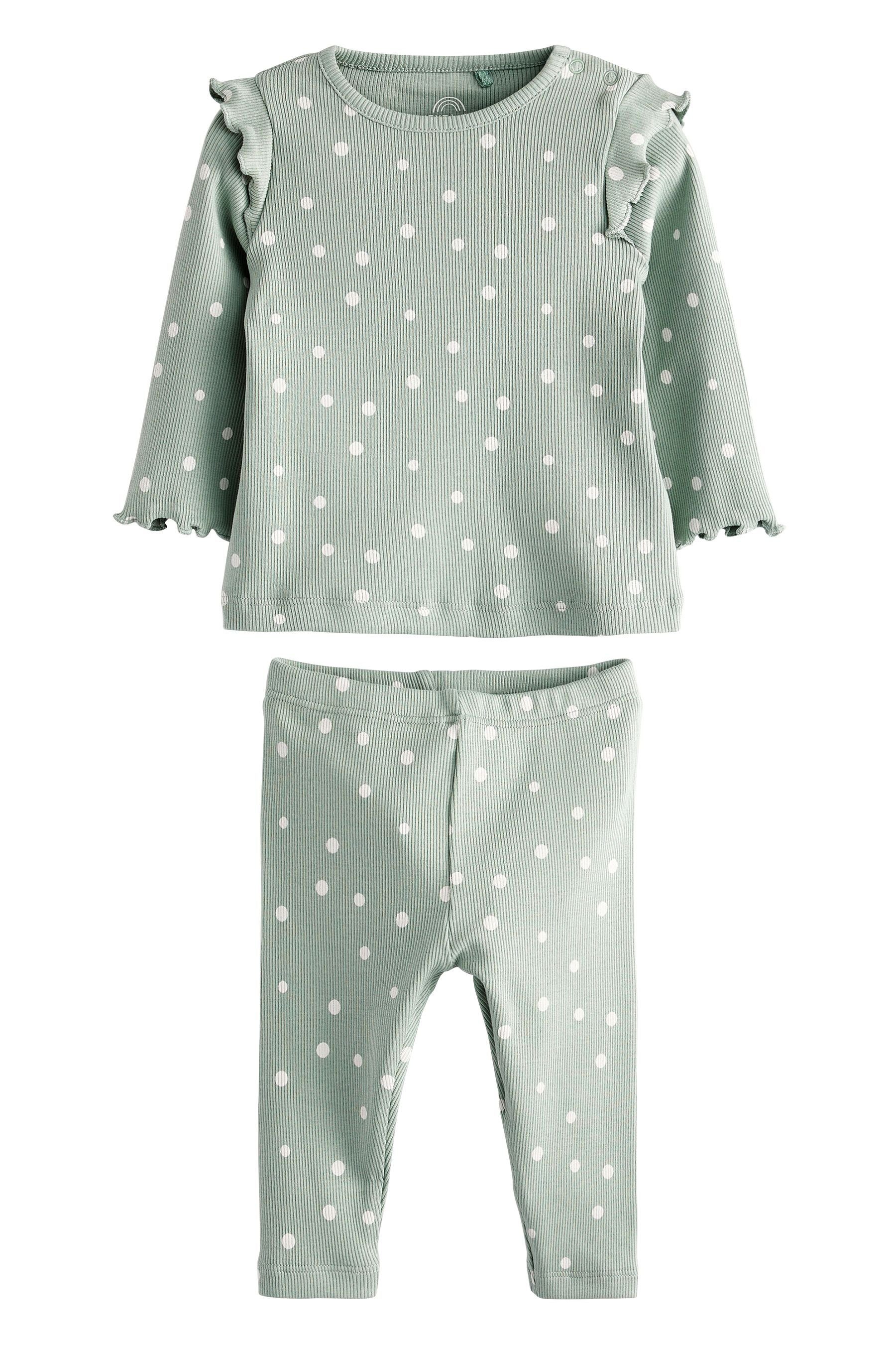 Next Shirt & Leggings Oberteil und Leggings fürs Baby im Set (2-tlg) Mint Green Spot
