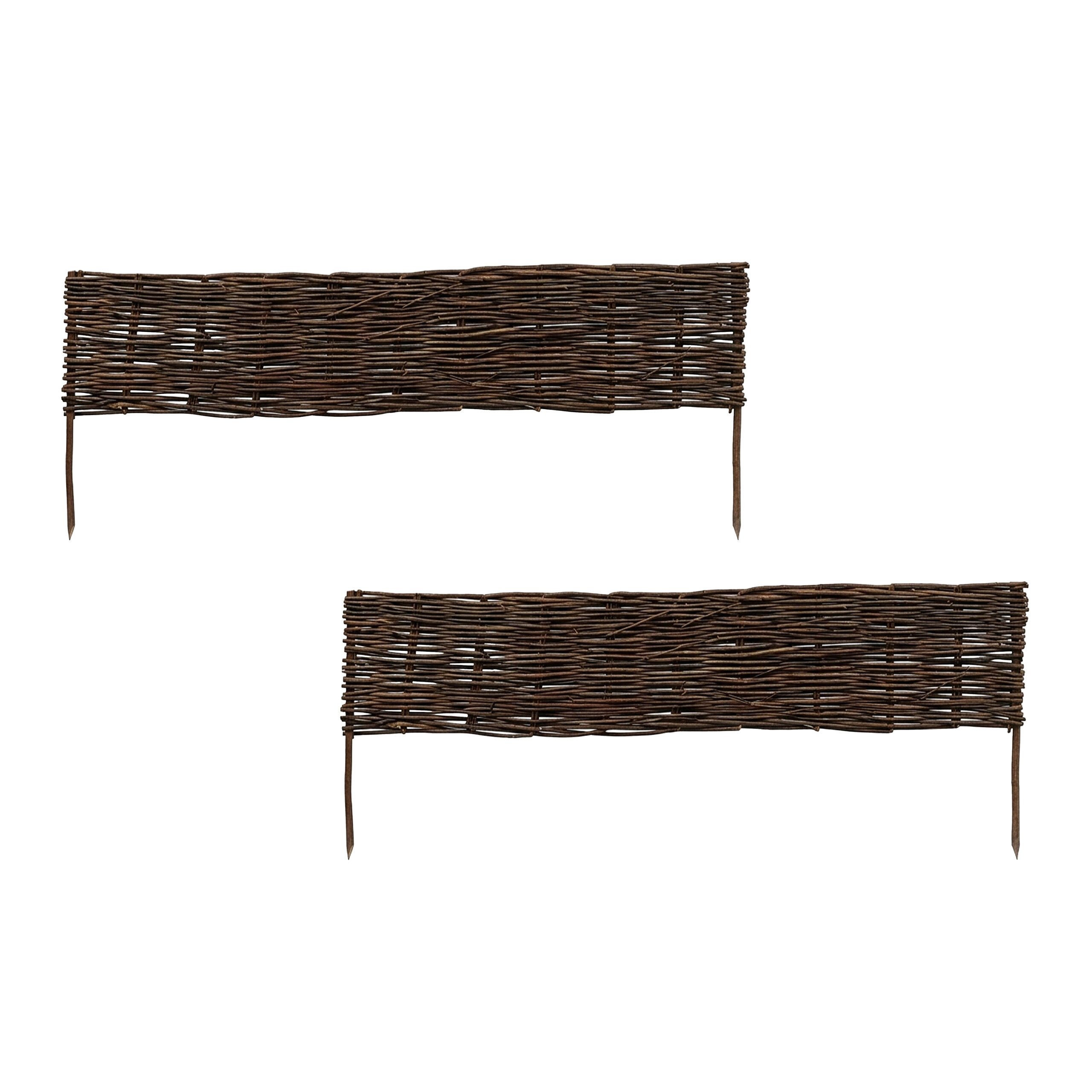 relaxdays Beetumrandung Beeteinfassung Weide im Set, 100 x 20 cm, 2er Pack