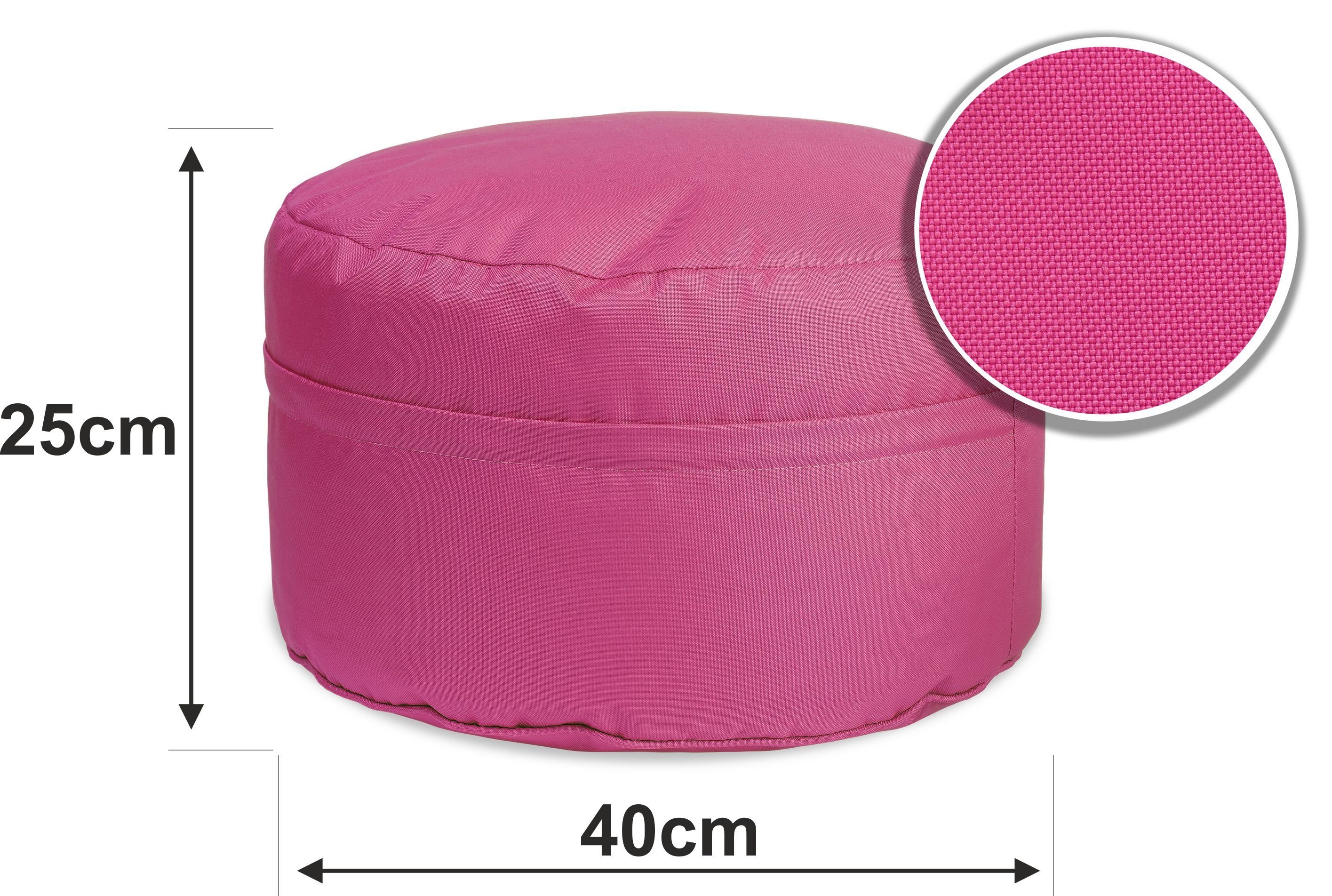 x mit - 25 45 Hocker rund rosa Bezug, abnehmbarem Sitzpouf Runder Sitzsack sunnypillow cm Sitzsack