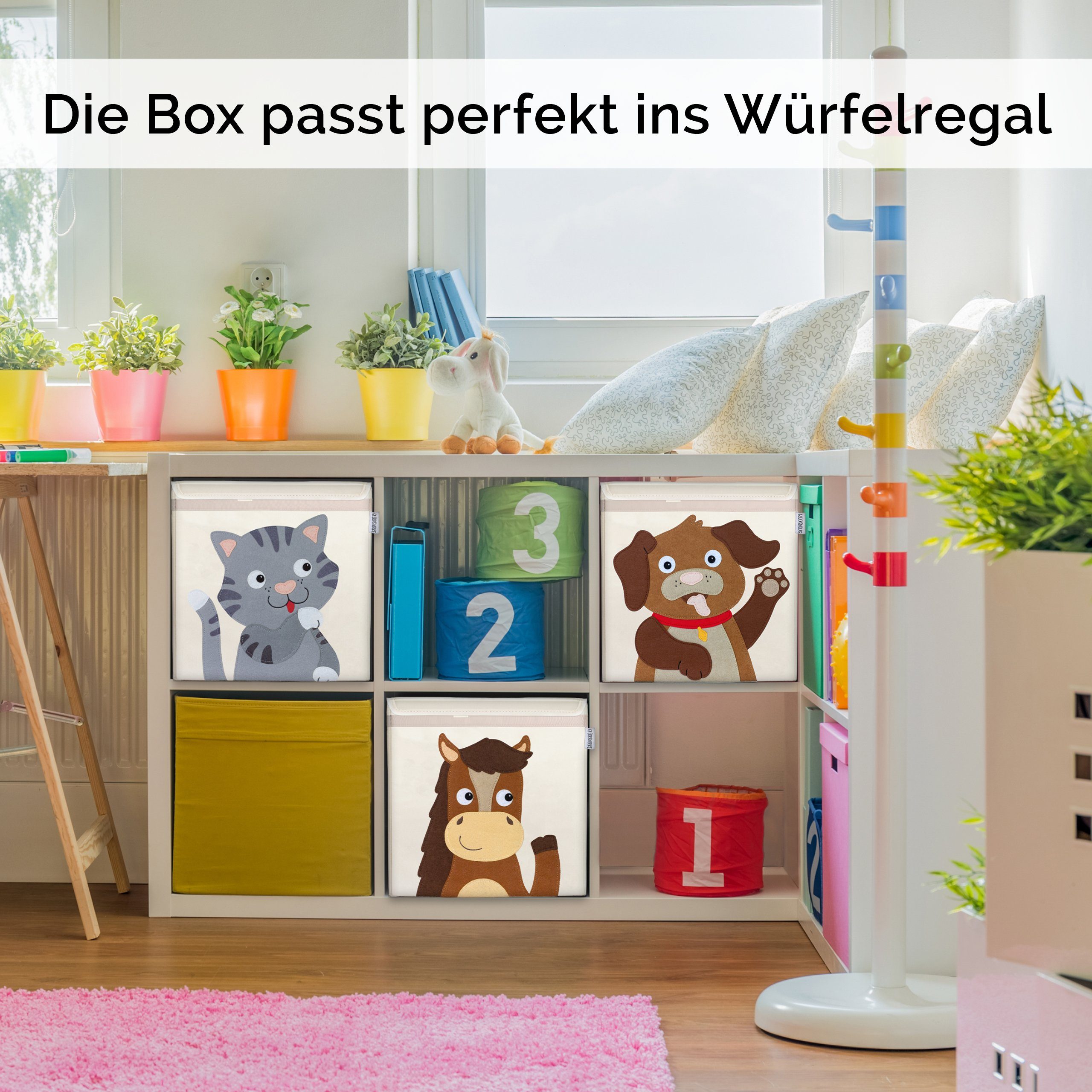 GLÜCKSWOLKE Aufbewahrungsbox Kinder - 15 Motive I Spielzeugkiste mit Deckel für Kinderzimmer (Größe 33x33x33), Boxen zur Aufbewahrung im Kallax Regal I Kiste fü – Bild 3 von 5