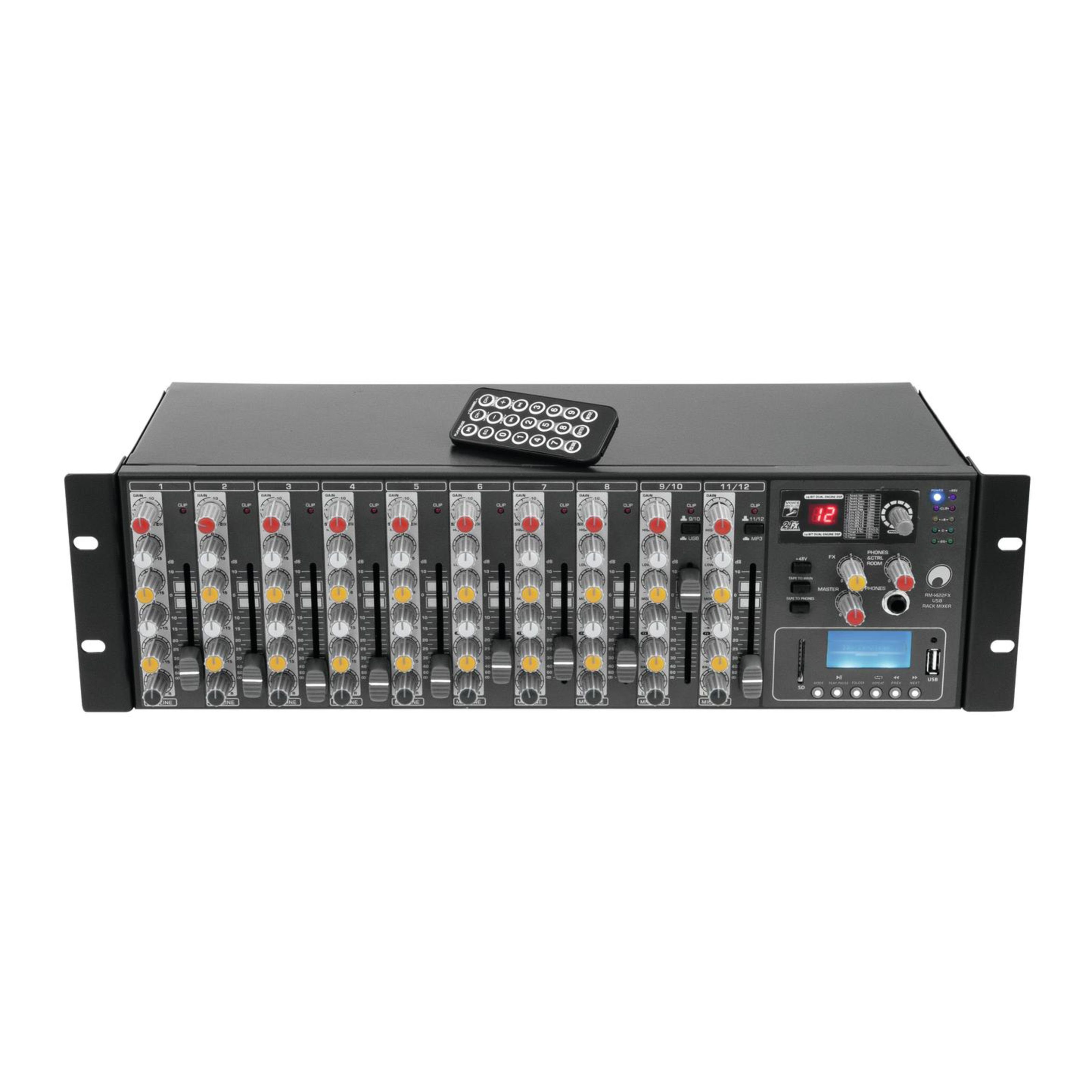 Omnitronic Mischpult, (RM-1422FX USB, PA Mischpulte, Rackmixer), RM-1422FX USB - 19" Rackmixer