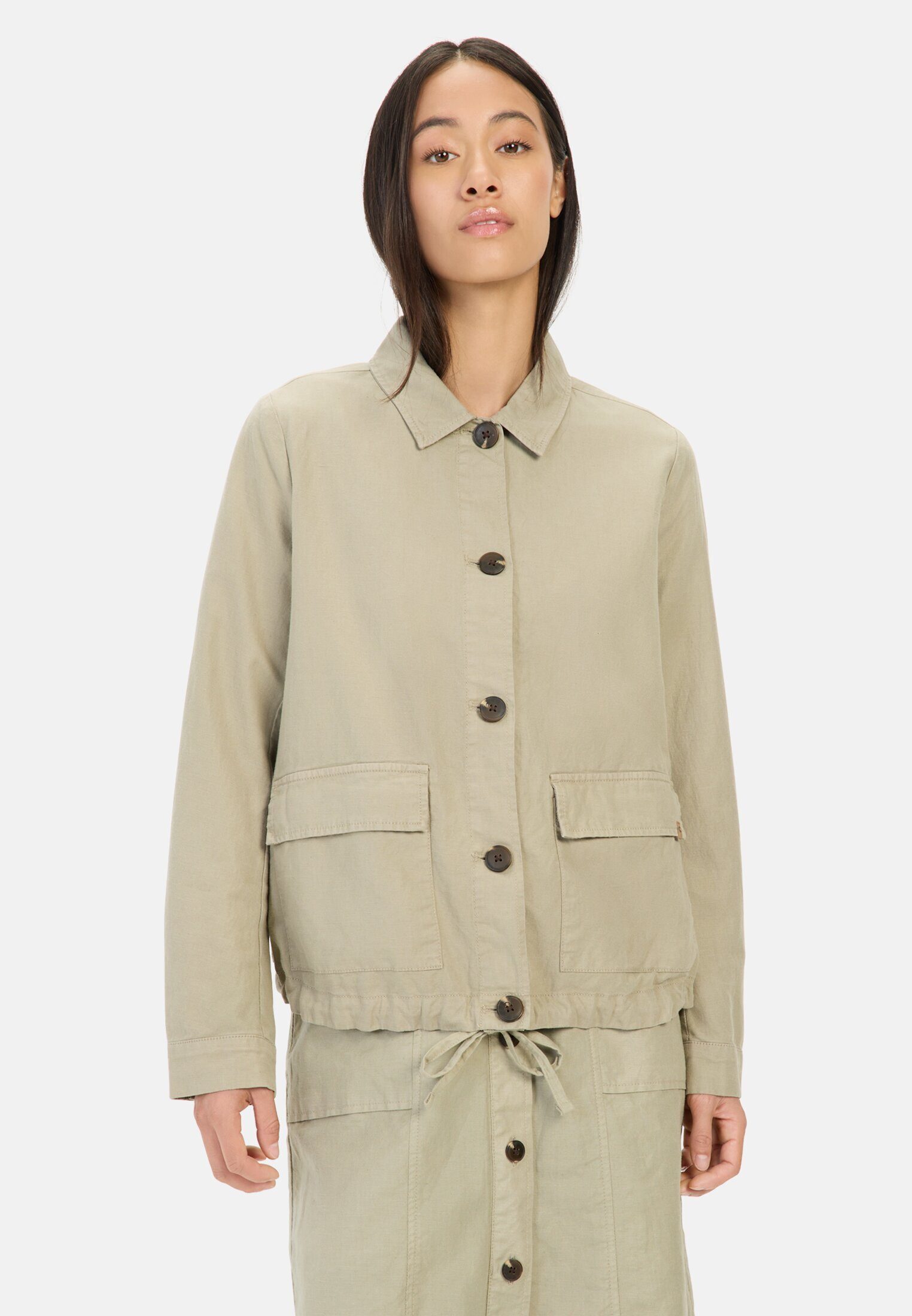 camel active Blusenblazer aus einem Leinenmix Langarm Button-Down günstig online kaufen