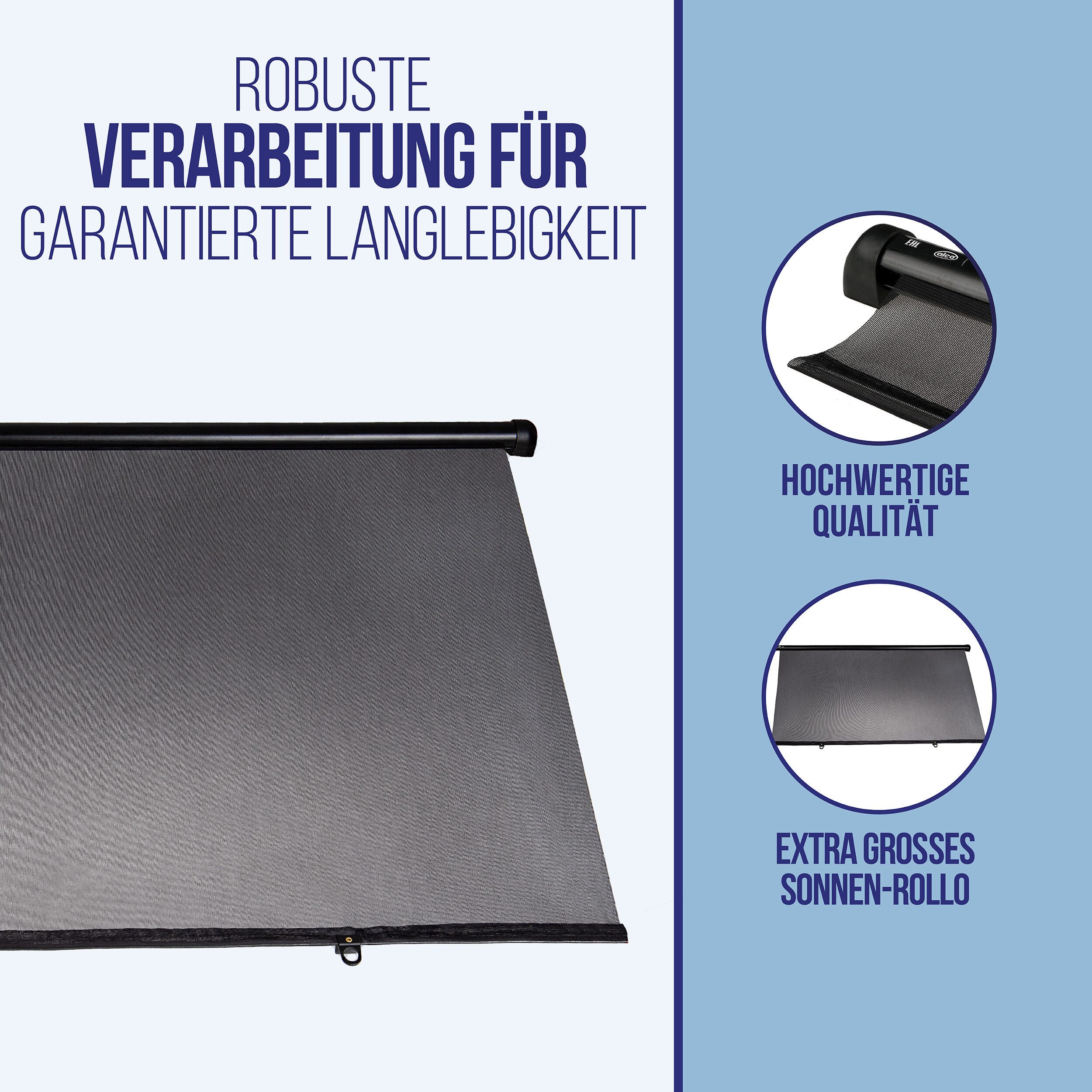 alca Autosonnenschutz Auto-Sonnenrollo 98x55x90 cm Autofenster UV Sonnenschutz, 55 x 2.5 cm, (1-St) – Bild 5 von 5