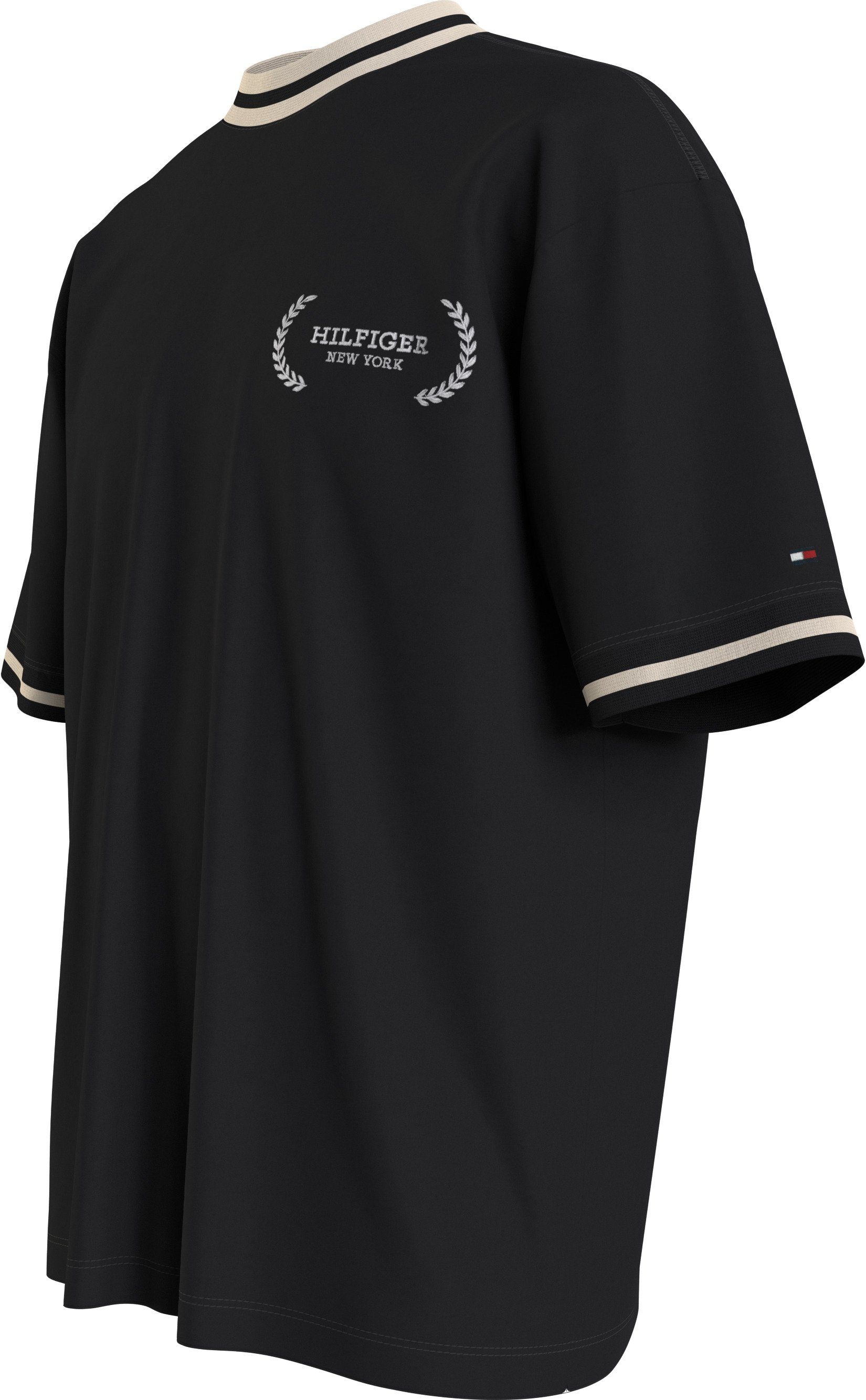 Black Hilfiger TEE Tommy T-Shirt TIPPED LAUREL