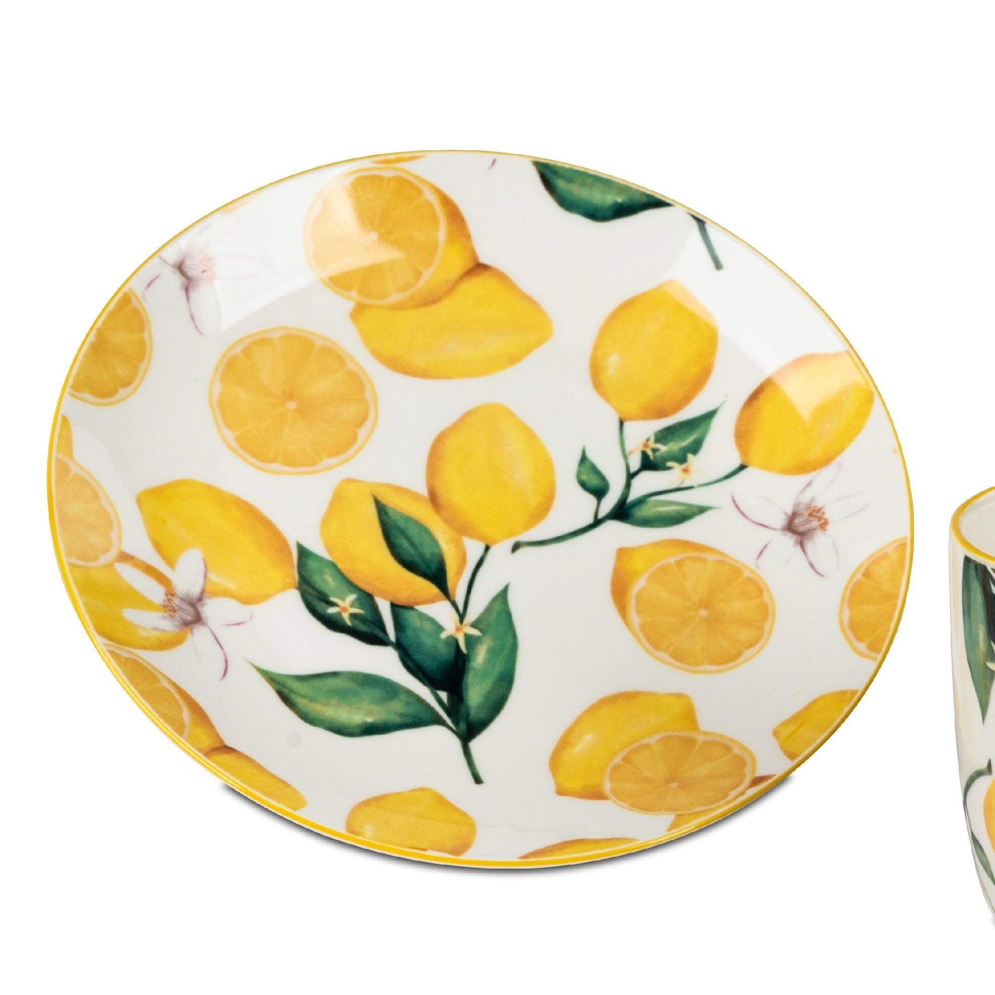formano Frühstücksteller Fresh Lemon, Spülmaschinengeeignet, Weiß, Zitronen, H: 2cm