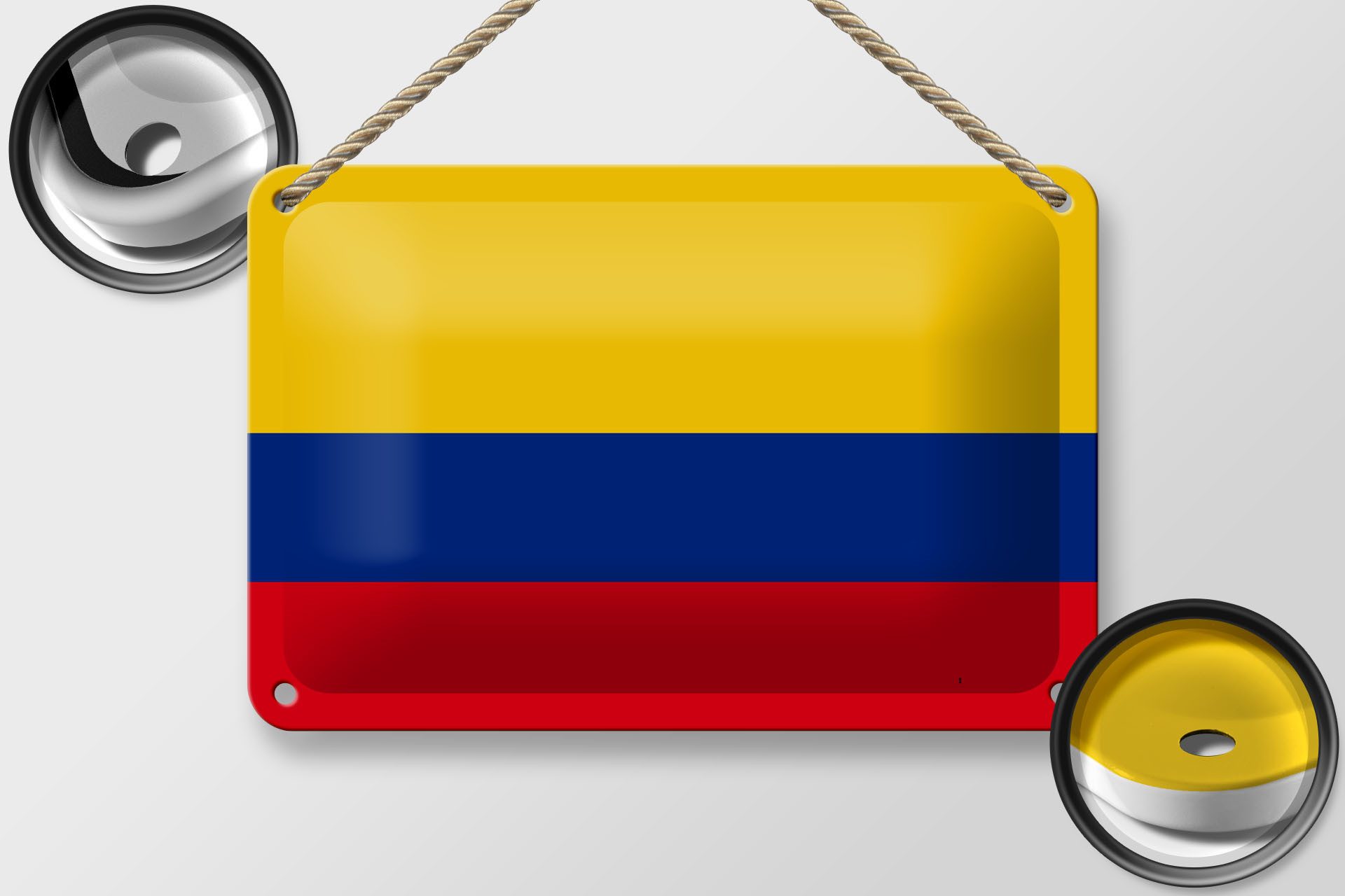Femer GmbH Metallschild Flagge Kolumbiens 18x12cm Flag of Colombia, (1 St), gewölbte Oberfläche, abgerundete Ecken, umgeschlagene Kanten