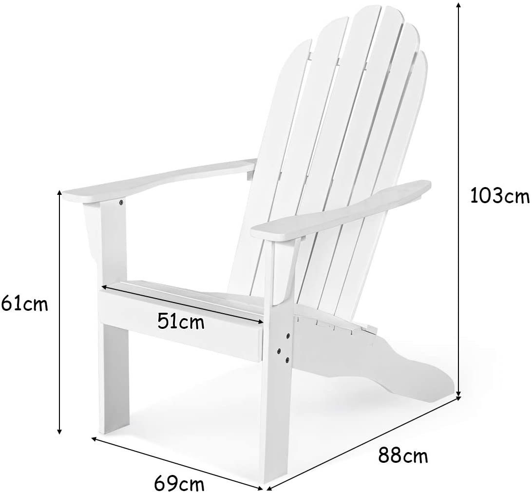 Adirondack-Gartensessel, 88 cm Gartenstuhl, COSTWAY 69 x 103 x weiß