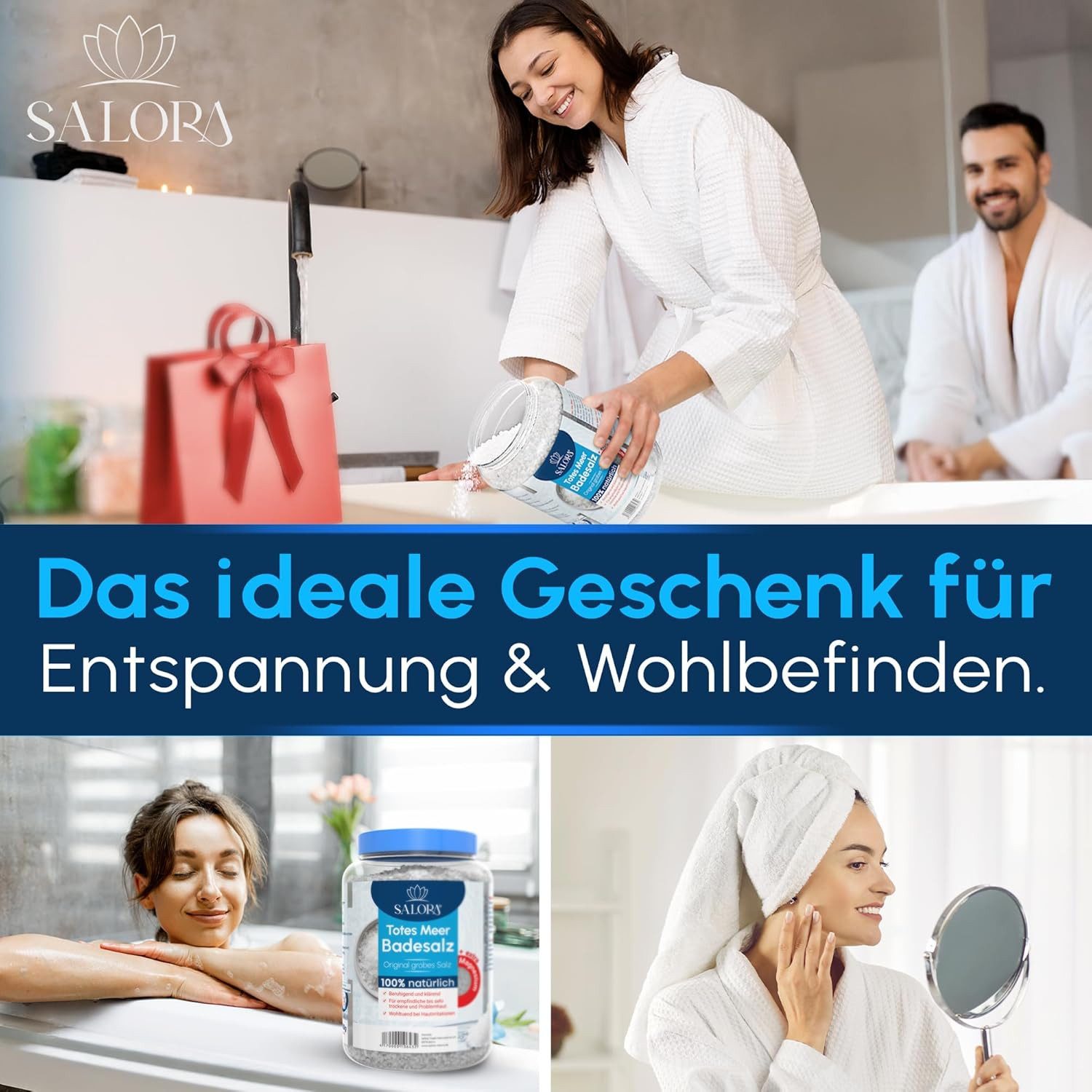 Salora Original Dead Sea Bath Salt, Premium from Jordan, 1-piece, for full bath or foot bath, salt with exfoliating effect