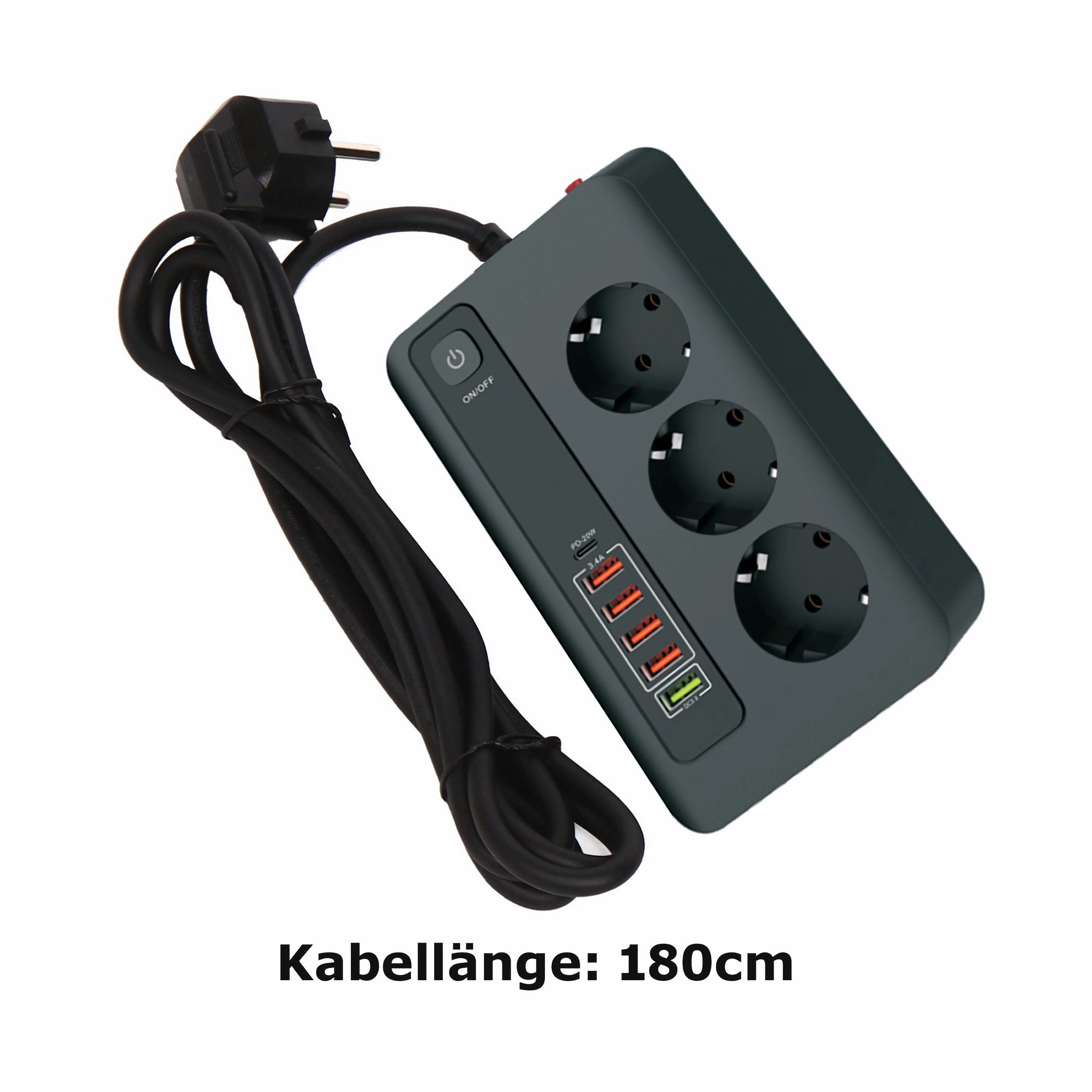 Bolwins D76C Ladegerät Steckdosenleiste Tischsteckdose Steckdose USB-A USB-C Universal-Netzteil (9-in-1 Steckdosenleiste mit 3 Schuko-Steckdosen)