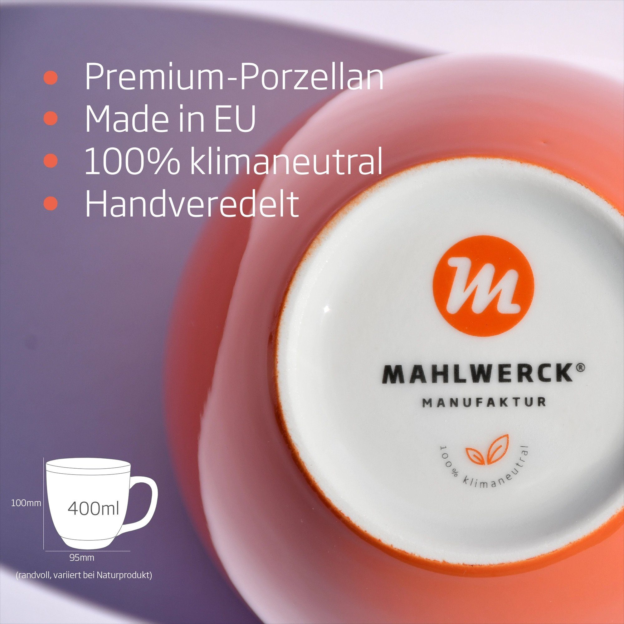 Mahlwerck Manufaktur Teeschale Jumbotasse, Porzellan, Freaky klimaneutral Yellow 100