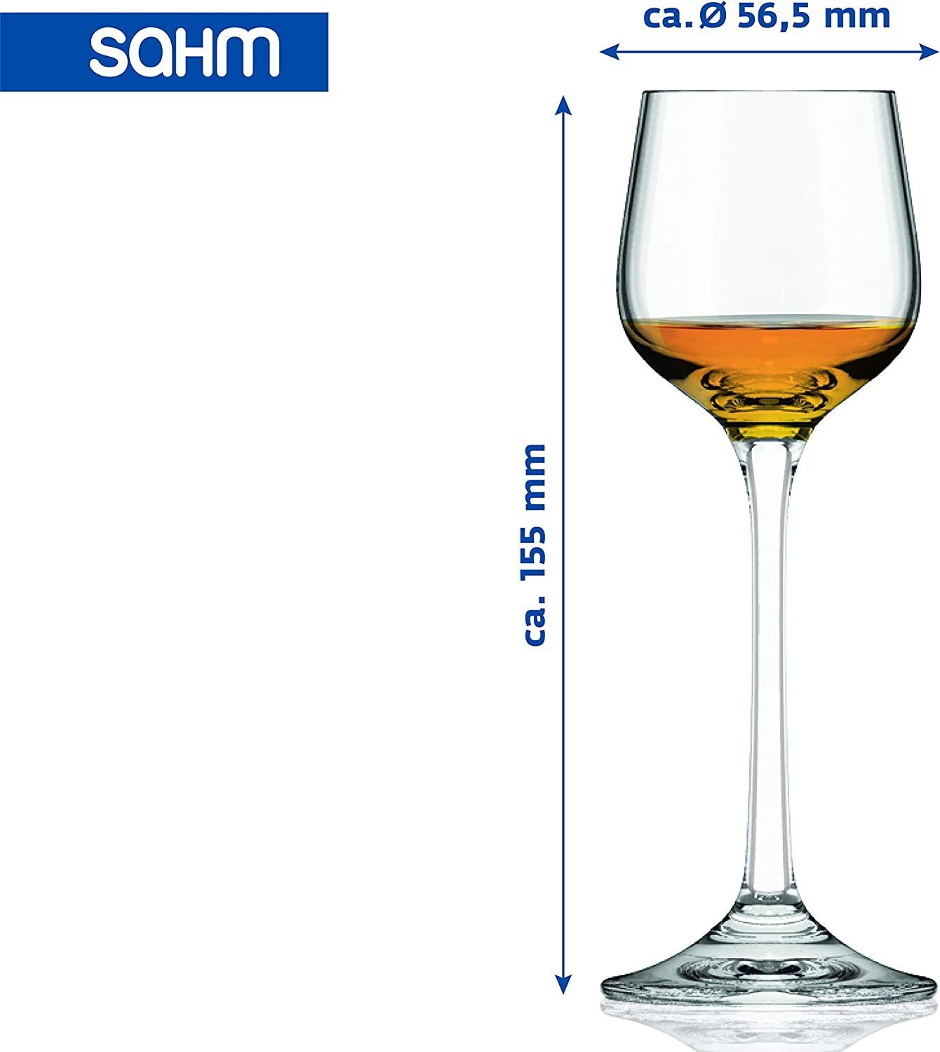 SAHM Likörglas Likörgläser Set 6 STK - 60 ml Likörgläser mit Stiel, Edles Glas, 100% recycelbar
