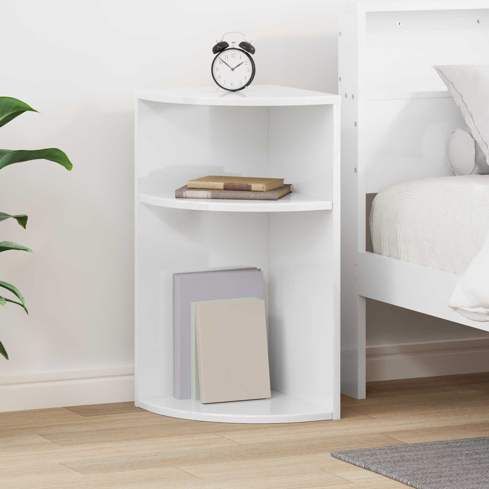 furnicato Beistelltisch 29.5 x 29.5 x 60 cm Hochglanz Weiß (1-St), Stabiler Nebenstehtisch mit Fächern für Ordnung im Wohnzimmer