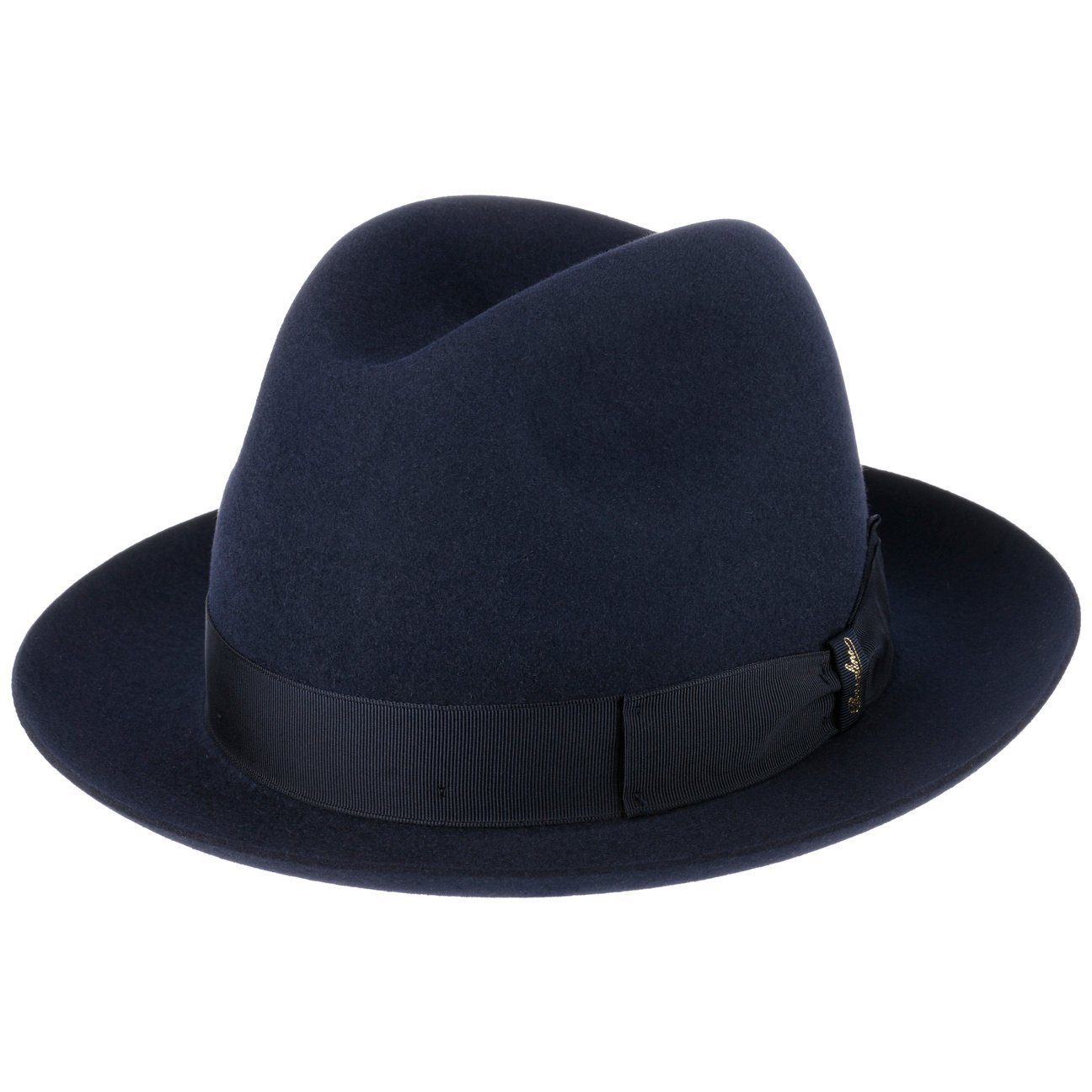 Borsalino Filzhut (1-St) Bogarthut mit Ripsband, Made in Italy dunkelblau