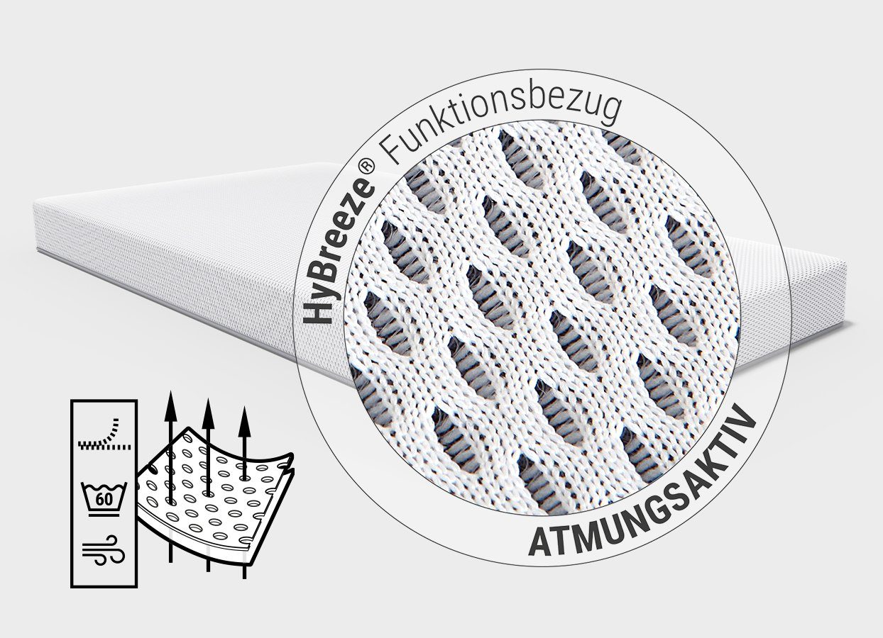 Kindermatratze SuperBreeze® Babymatratze, bett1.de, 10.5 cm hoch, Liegefläche bei 60 °C waschbar, HyBreeze® Funktionsbezug – Bild 4 von 5
