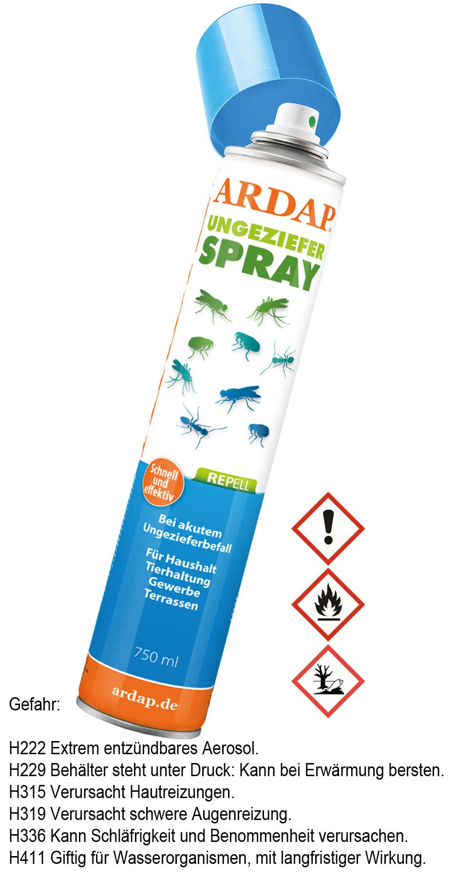 Insektenspray ARDAP Repell Ungezieferspray 750 ml