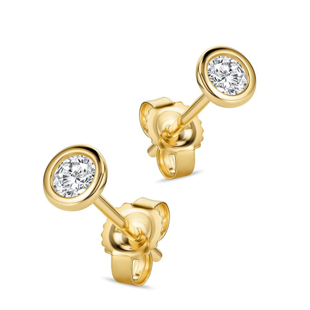 Miore Paar Ohrstecker Damen 9K (375) Gelbgold mit Diamanten 0,10 ct, 0,15 ct oder 0,25 ct, in 3 x 3mm, 4 x 4 mm oder 4,5 x 4,5 mm