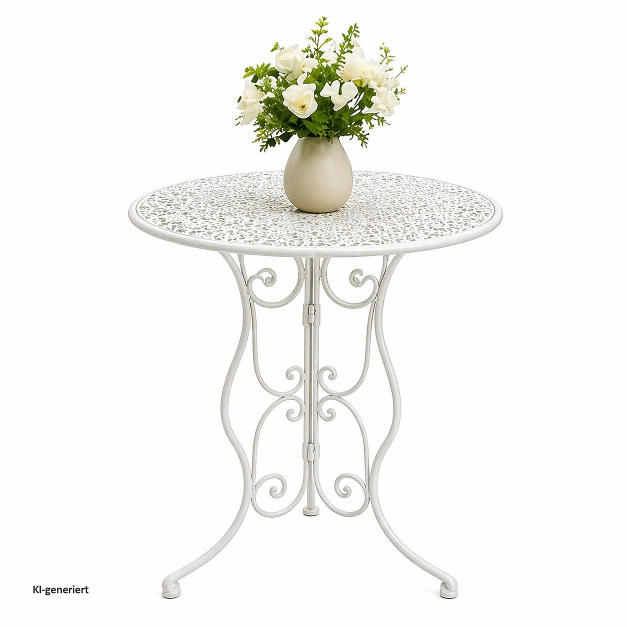 HTI-Living Garten-Essgruppe Bistroset aus Metall 3-teilig Weiß, (Set, 3-tlg., 2 Klappstühle 1 Tisch ohne Dekoration), Sitzgruppe Metall