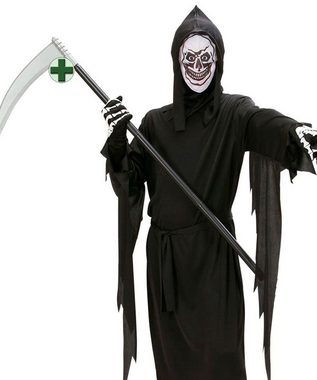 Karneval-Klamotten Kostüm Skelett Kinder Totenkopf Maske Halloween Gewand, Henker Grim Reaper Halloween Kinderkostüm mit Sense und Handschuhe